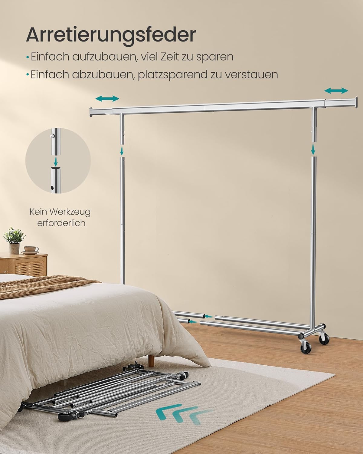 Proširivi stalak za odjeću nosivosti do 150kg, srebrne boje | SONGMICS-SONGMICS-Vita Home