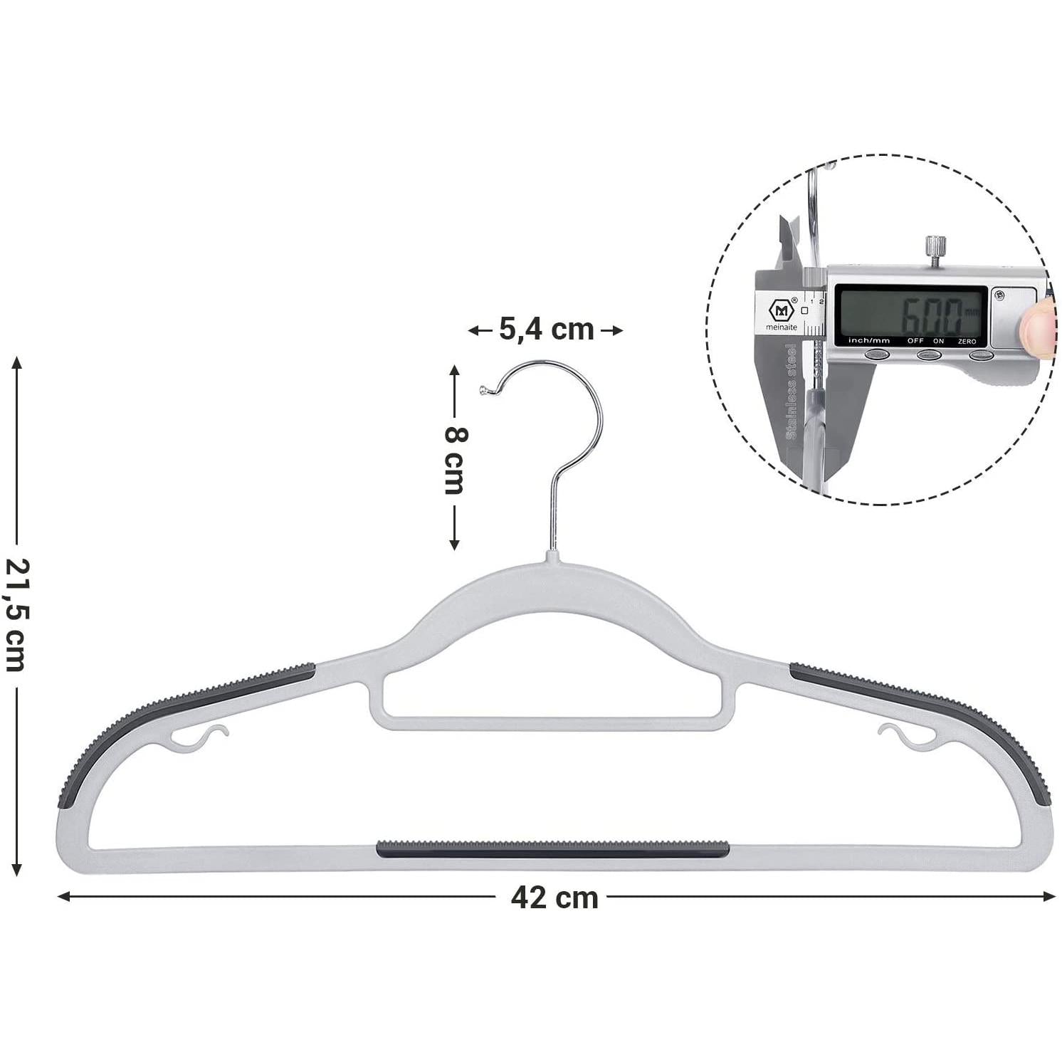 Protuklizne vješalice za odjeću širine 42 cm, pakiranje od 30 kom, sive | SONGMICS-vitahome.hr