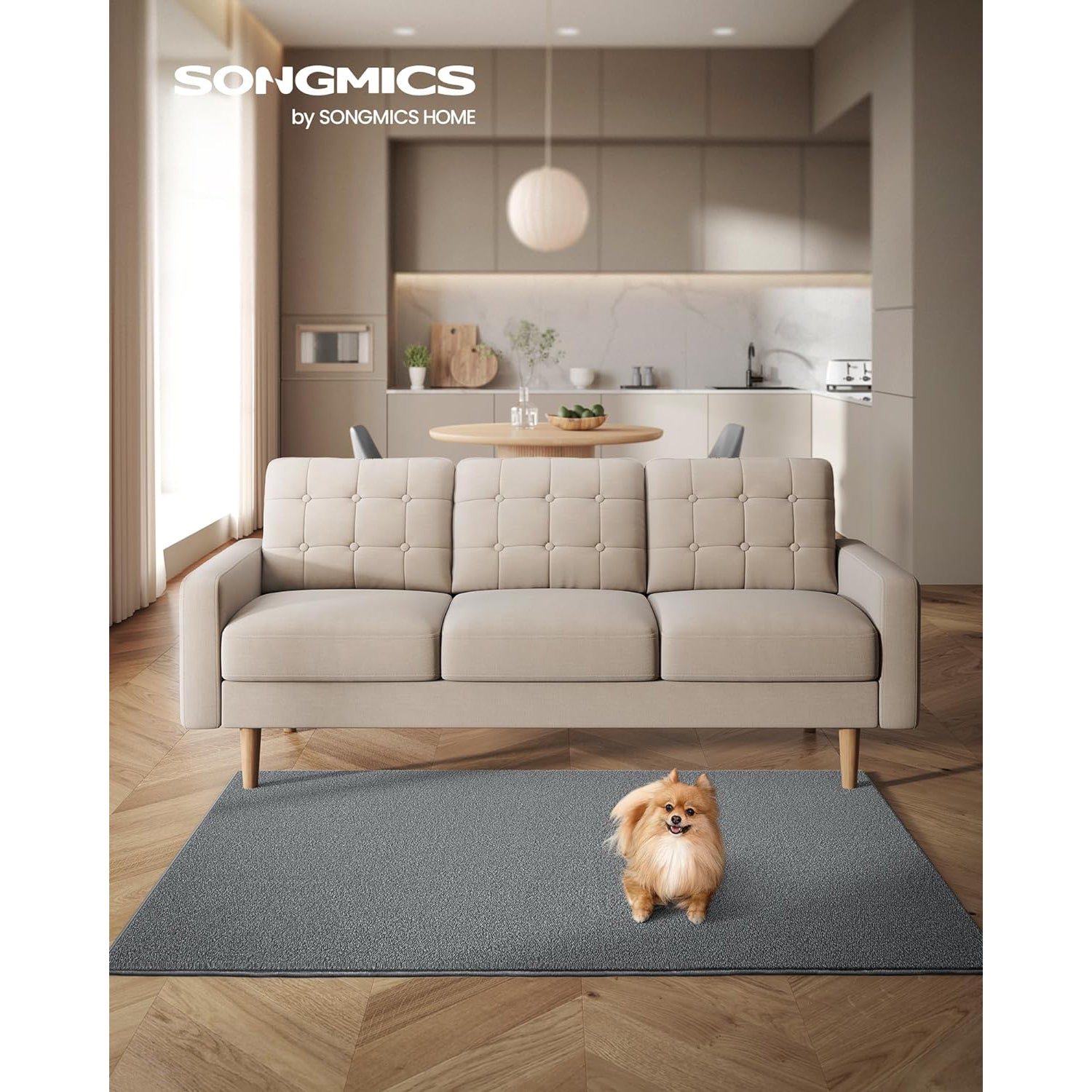 Protuklizni tepih 120 x 170 cm, mekan i moderan tepih za svaku prostoriju, sivi | SONGMICS-vitahome.hr
