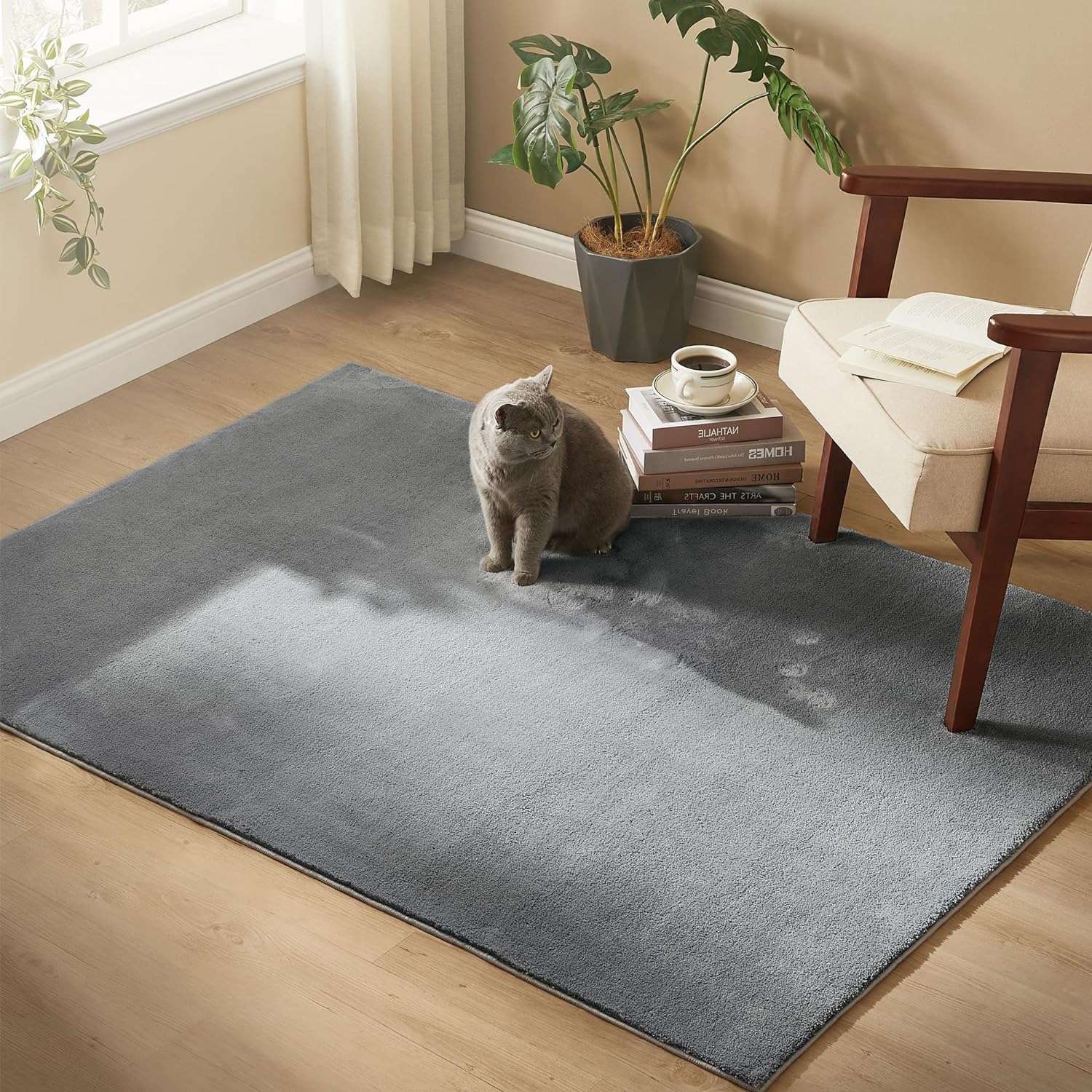 Protuklizni tepih 120 x 170 cm, mekan i moderan tepih za svaku prostoriju, sivi | SONGMICS-vitahome.hr