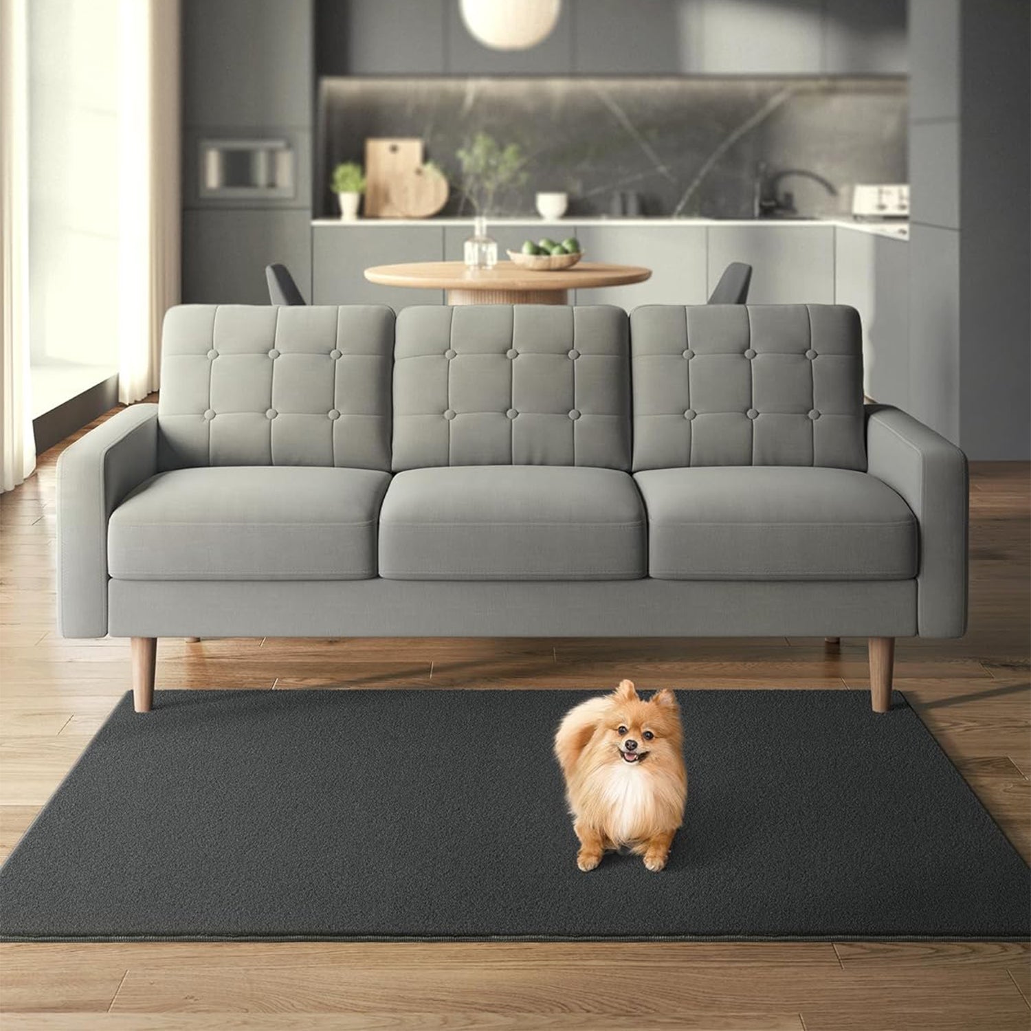 Protuklizni tepih 120 x 170 cm, mekan i moderan tepih za svaku prostoriju, tamno sivi | SONGMICS-vitahome.hr