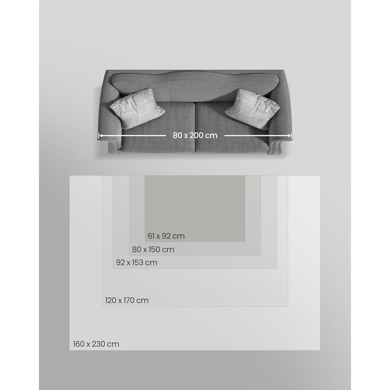 Protuklizni tepih, 120 x 170 cm, periv u perilici, sive boje | SONGMICS-vitahome.hr