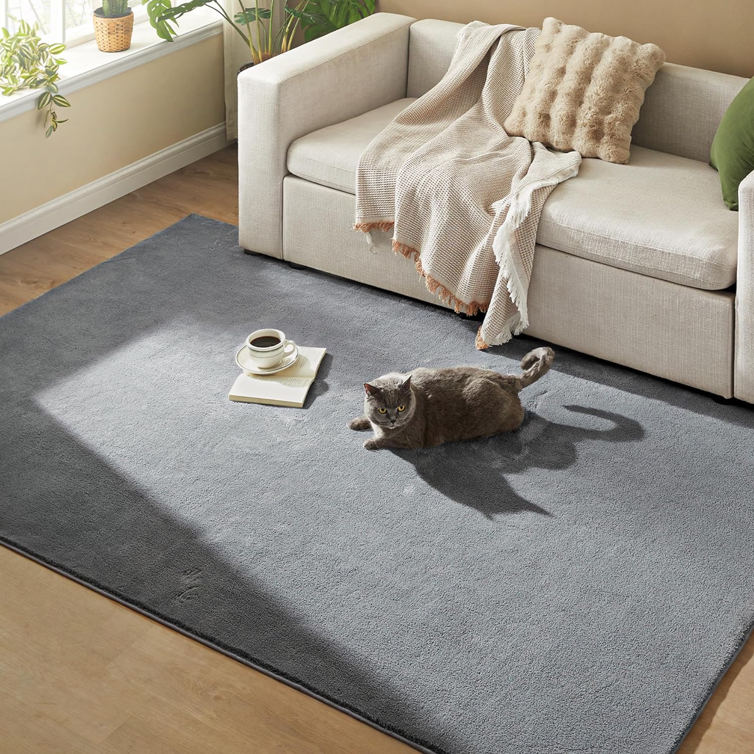 Protuklizni tepih 160 x 230 cm, mekan i moderan tepih za svaku prostoriju, sivi | SONGMICS-vitahome.hr