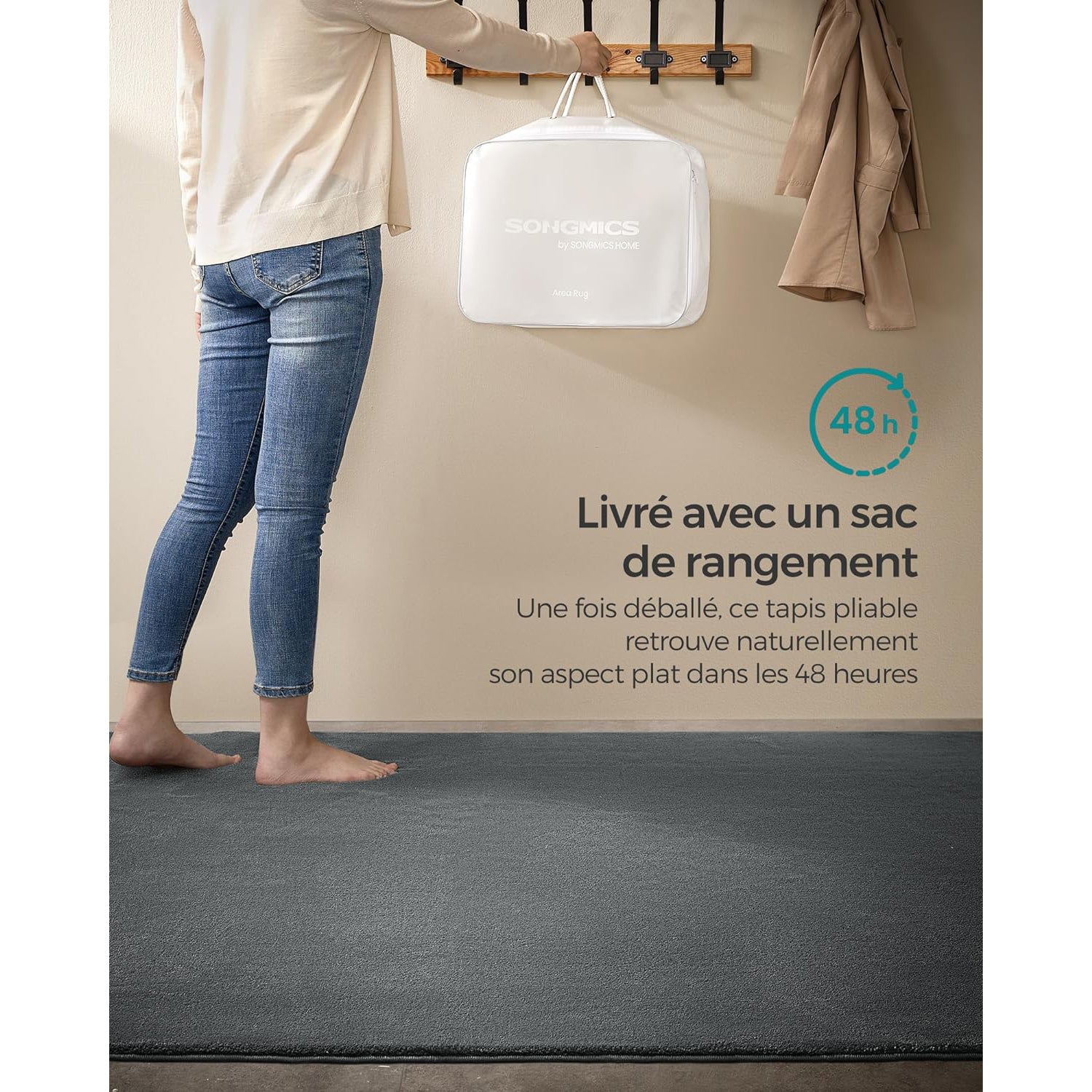 Protuklizni tepih 160 x 230 cm, mekan i moderan tepih za svaku prostoriju, sivi | SONGMICS-vitahome.hr