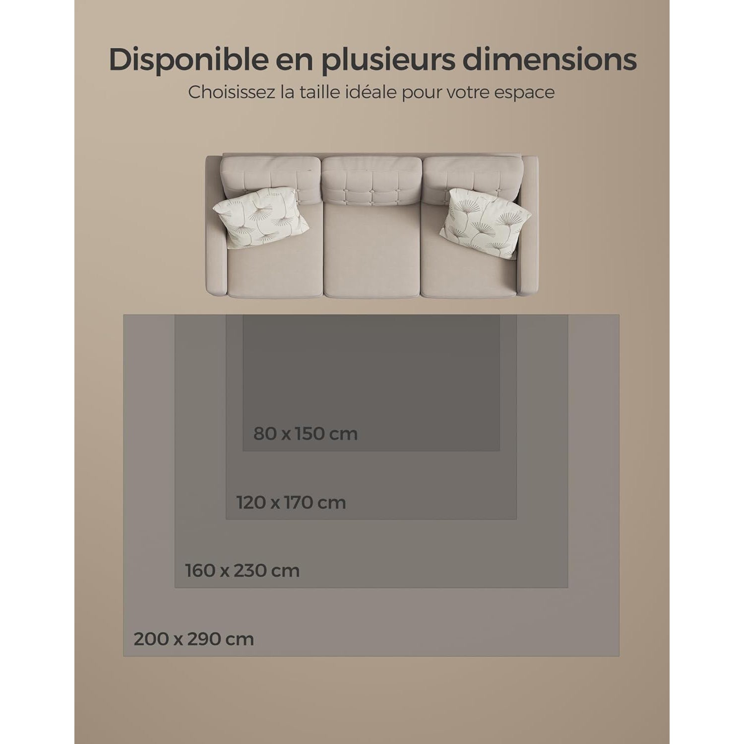 Protuklizni tepih 160 x 230 cm, mekan i moderan tepih za svaku prostoriju, sivi | SONGMICS-vitahome.hr