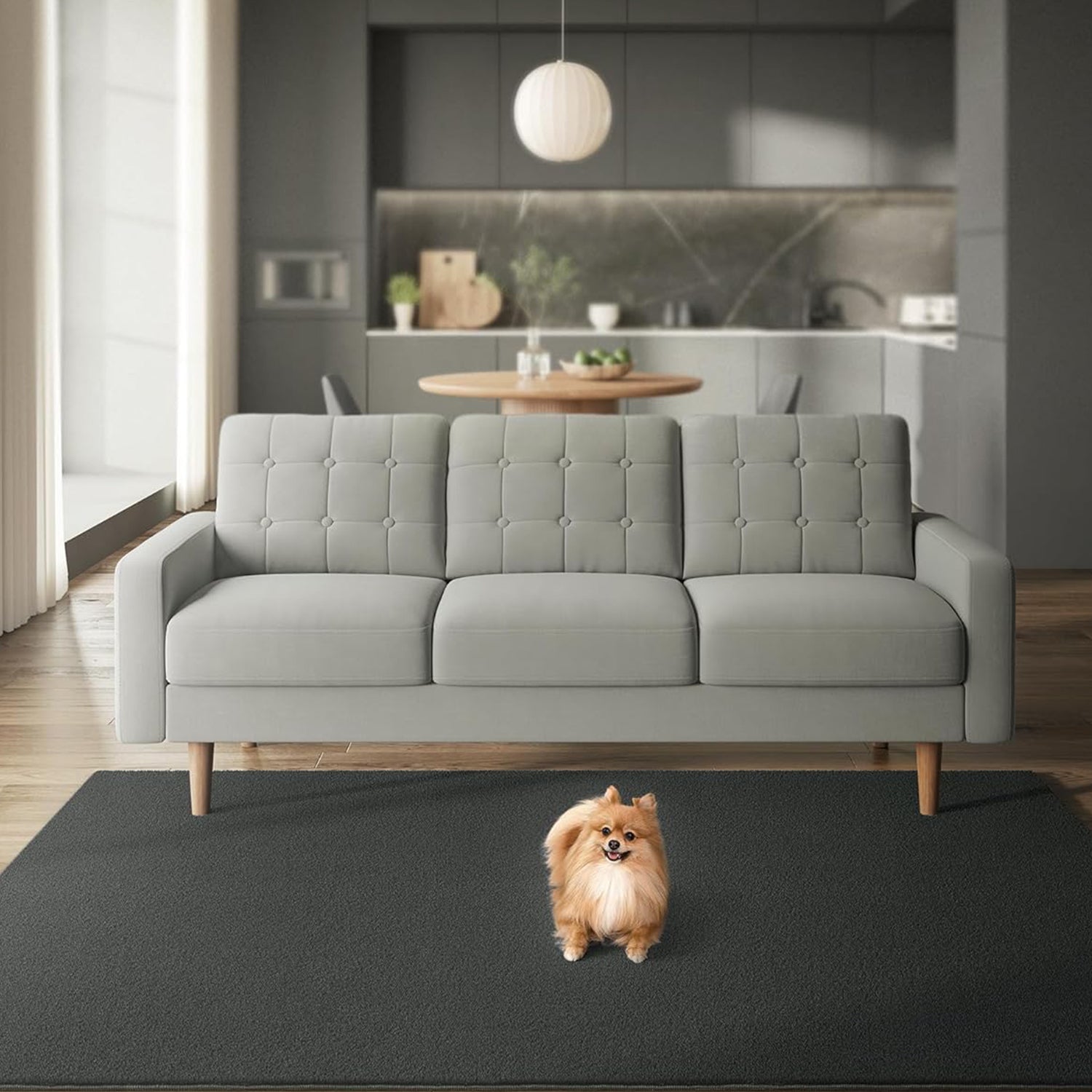 Protuklizni tepih 160x230 cm, mekan i moderan tepih za svaku prostoriju, tamno sivi | SONGMICS-vitahome.hr