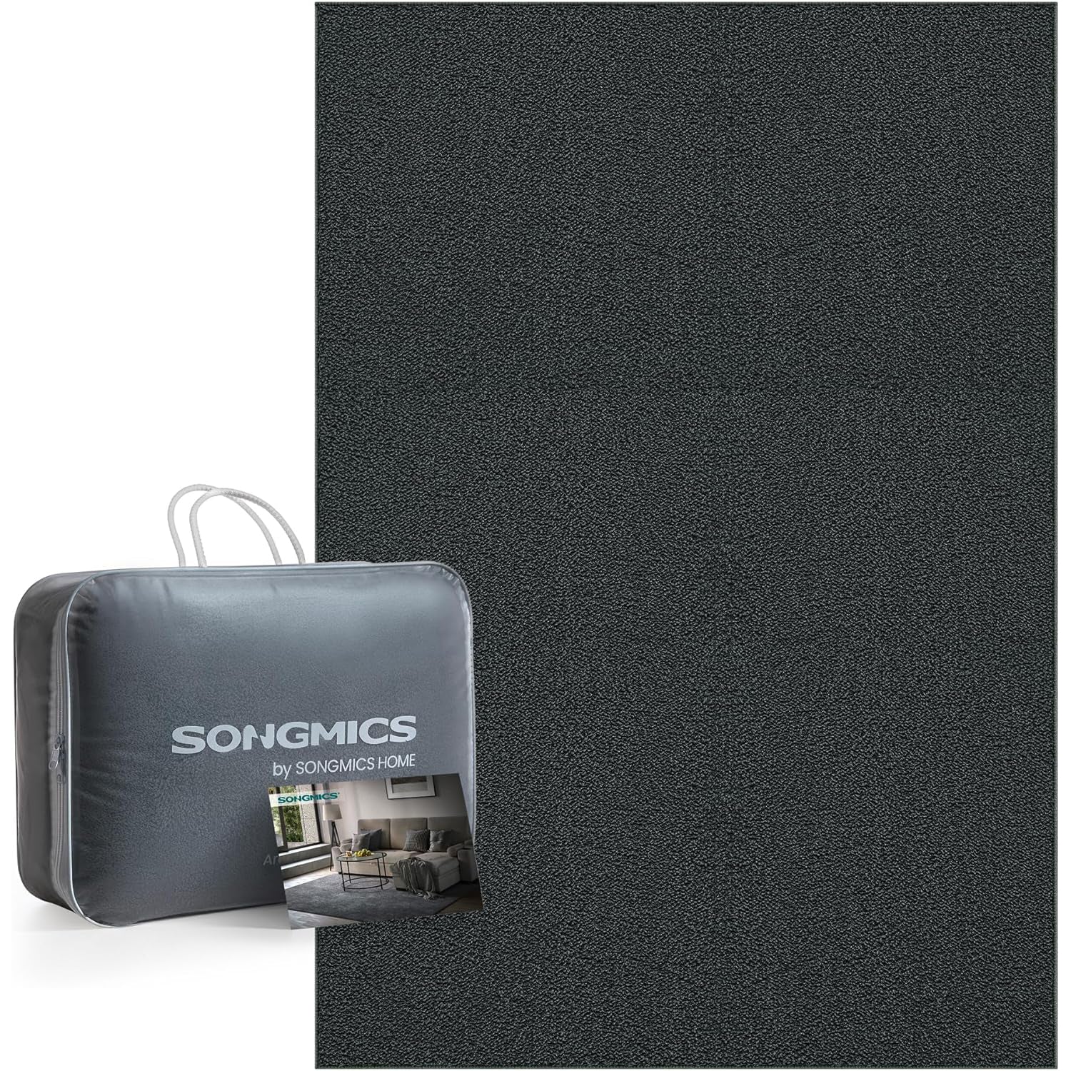Protuklizni tepih 160x230 cm, mekan i moderan tepih za svaku prostoriju, tamno sivi | SONGMICS-vitahome.hr