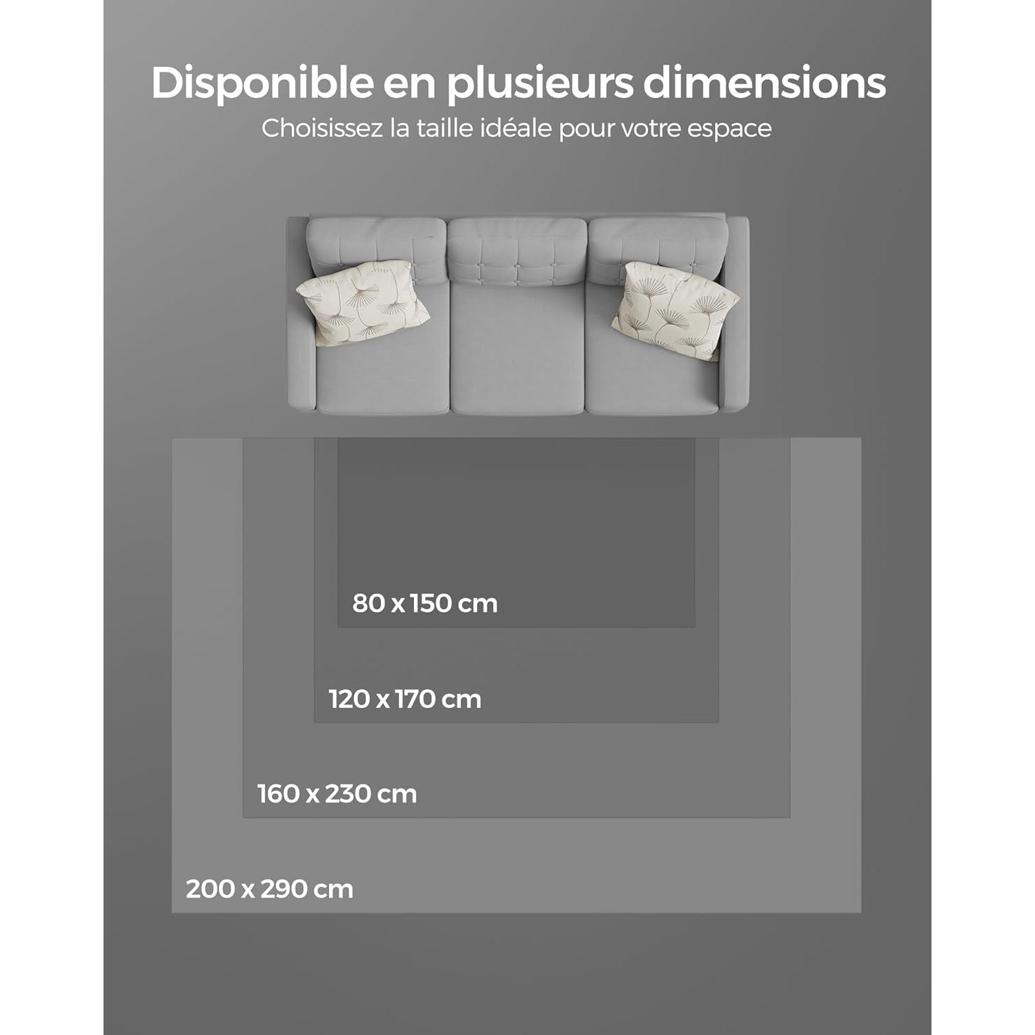 Protuklizni tepih 160x230 cm, mekan i moderan tepih za svaku prostoriju, tamno sivi | SONGMICS-vitahome.hr
