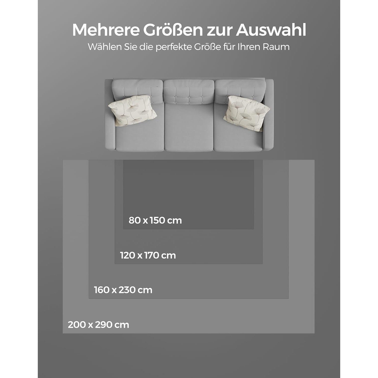Protuklizni tepih 160x230 cm, mekan i moderan tepih za svaku prostoriju, tamno sivi | SONGMICS-vitahome.hr