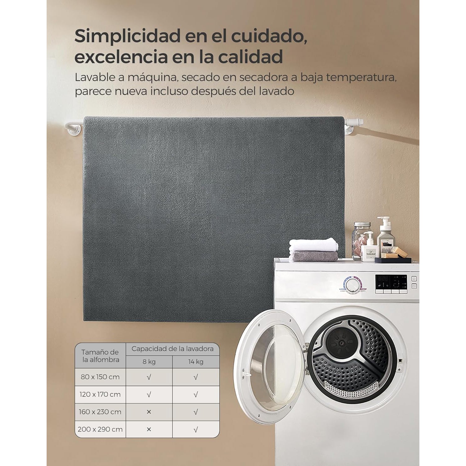 Protuklizni tepih 200 x 290 cm, mekan i moderan tepih za svaku prostoriju, sivi | SONGMICS-vitahome.hr