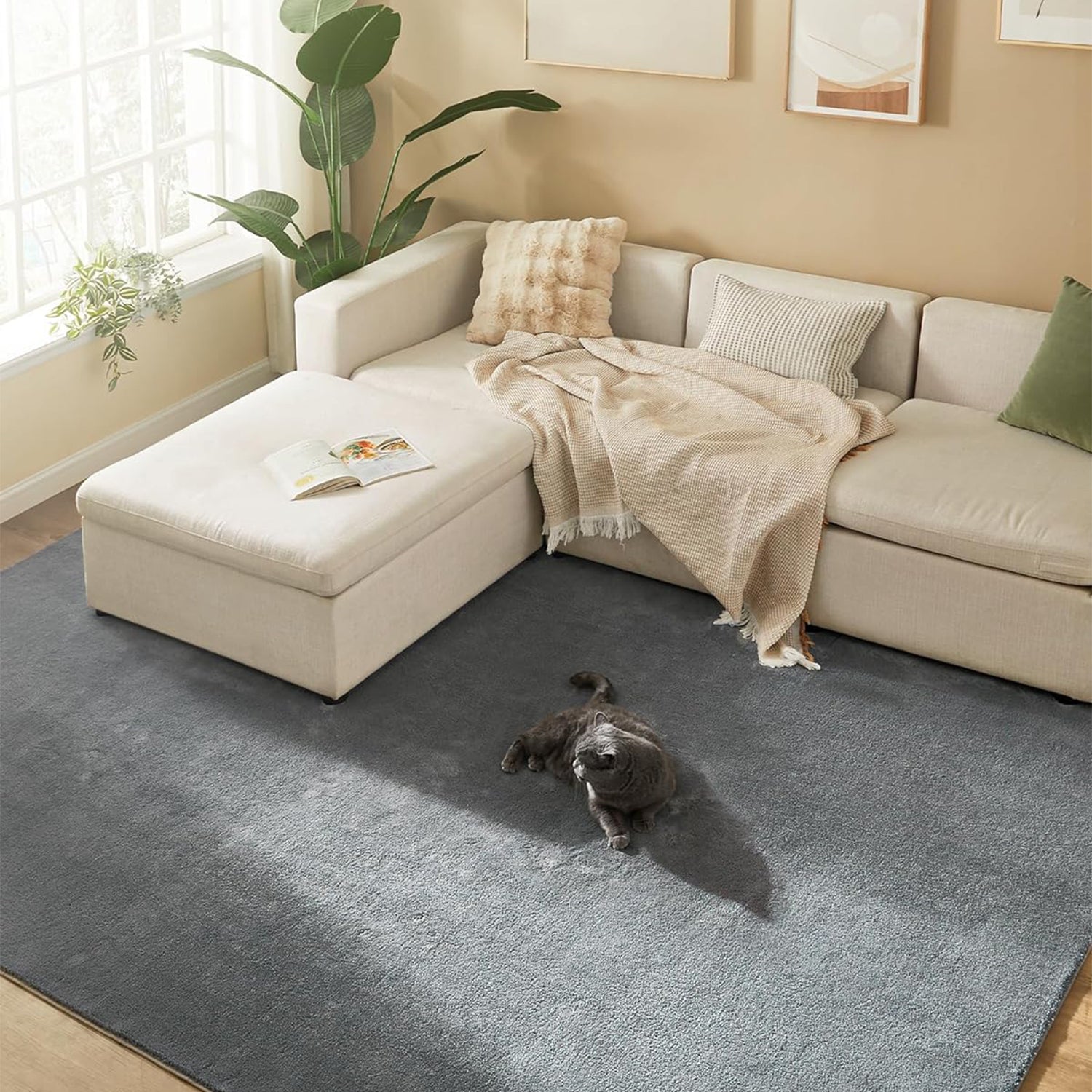 Protuklizni tepih 200 x 290 cm, mekan i moderan tepih za svaku prostoriju, sivi | SONGMICS-vitahome.hr