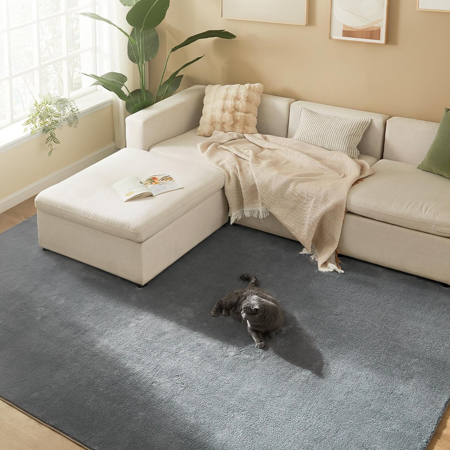 Protuklizni tepih 200 x 290 cm, mekan i moderan tepih za svaku prostoriju, sivi | SONGMICS-vitahome.hr
