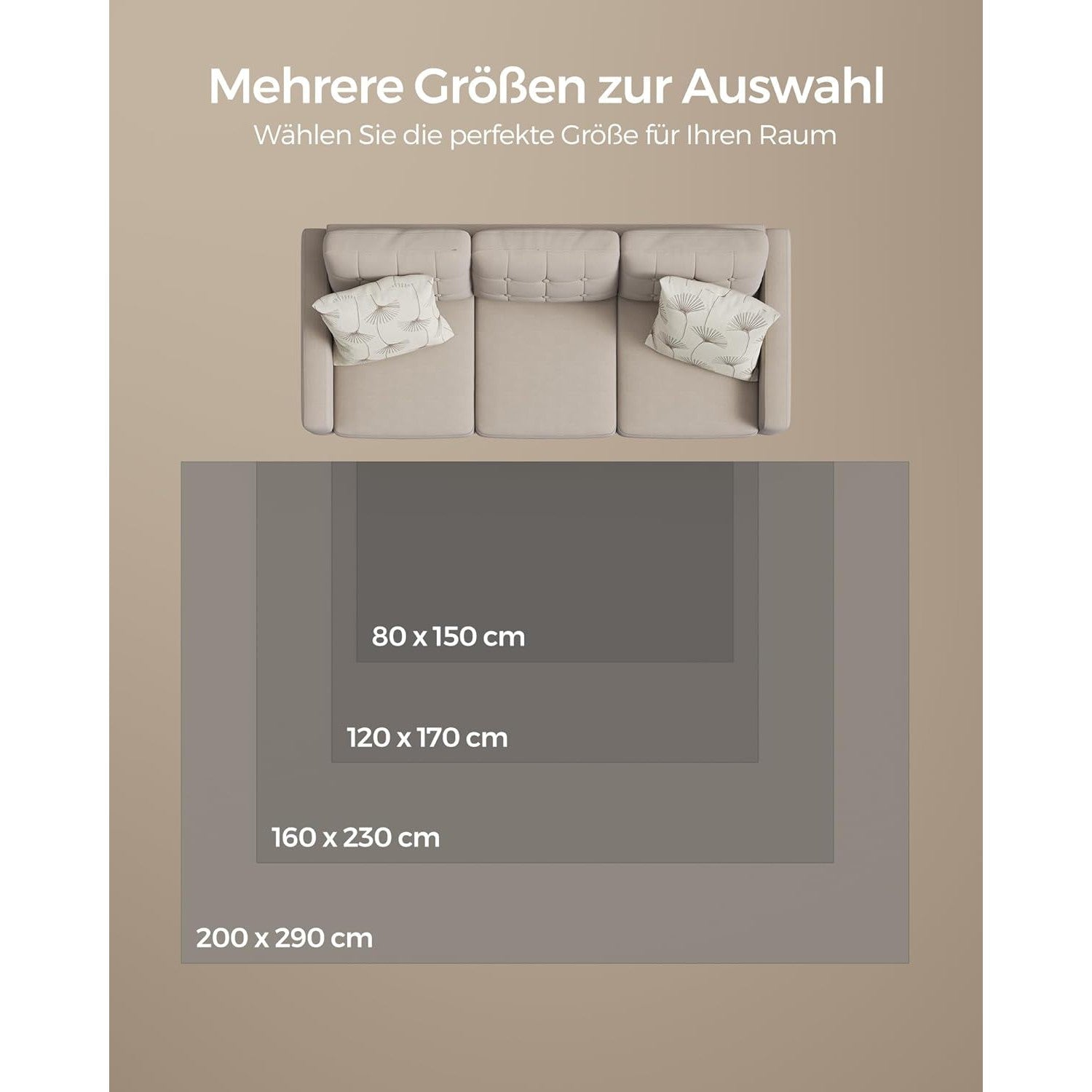 Protuklizni tepih 200 x 290 cm, mekan i moderan tepih za svaku prostoriju, sivi | SONGMICS-vitahome.hr