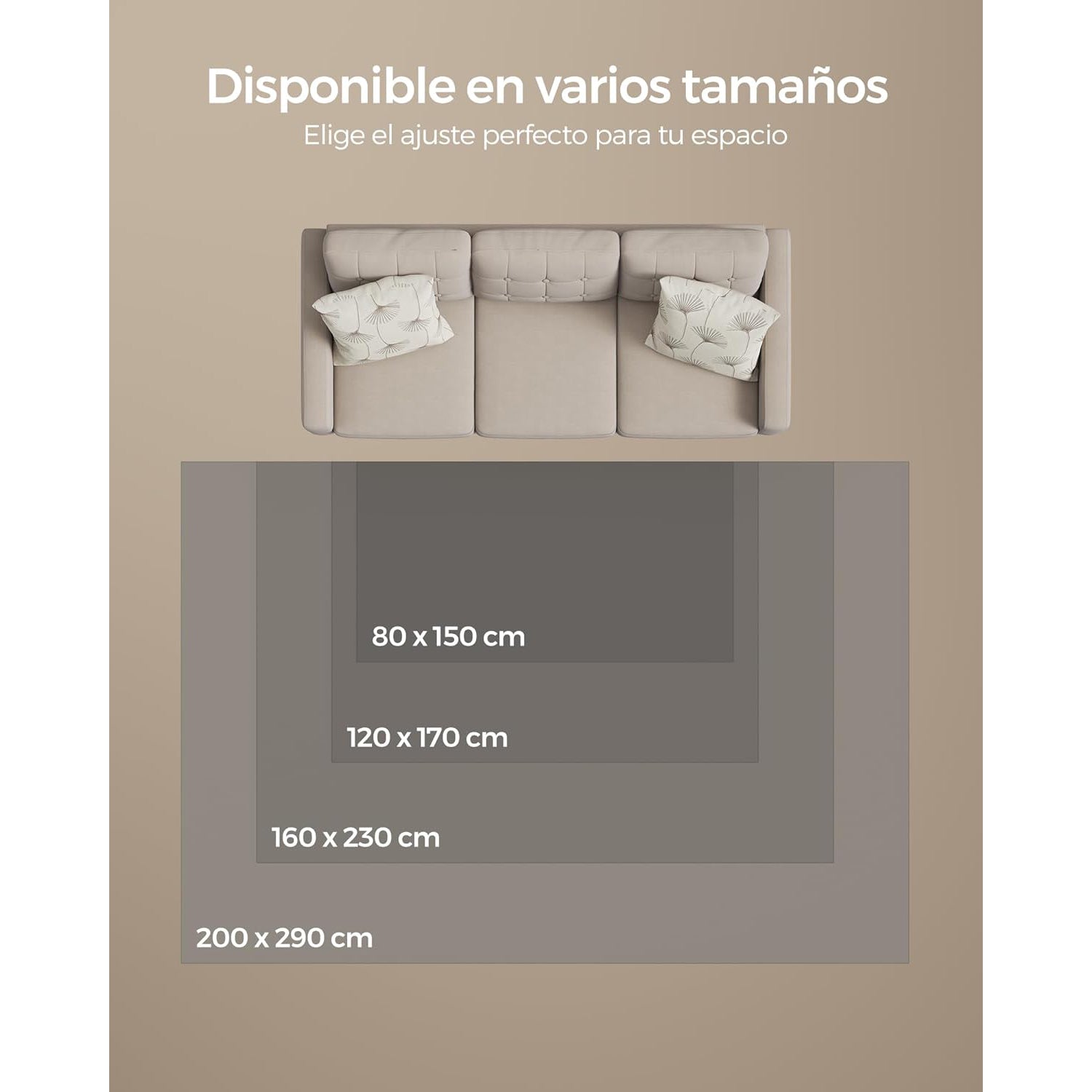 Protuklizni tepih 200 x 290 cm, mekan i moderan tepih za svaku prostoriju, sivi | SONGMICS-vitahome.hr