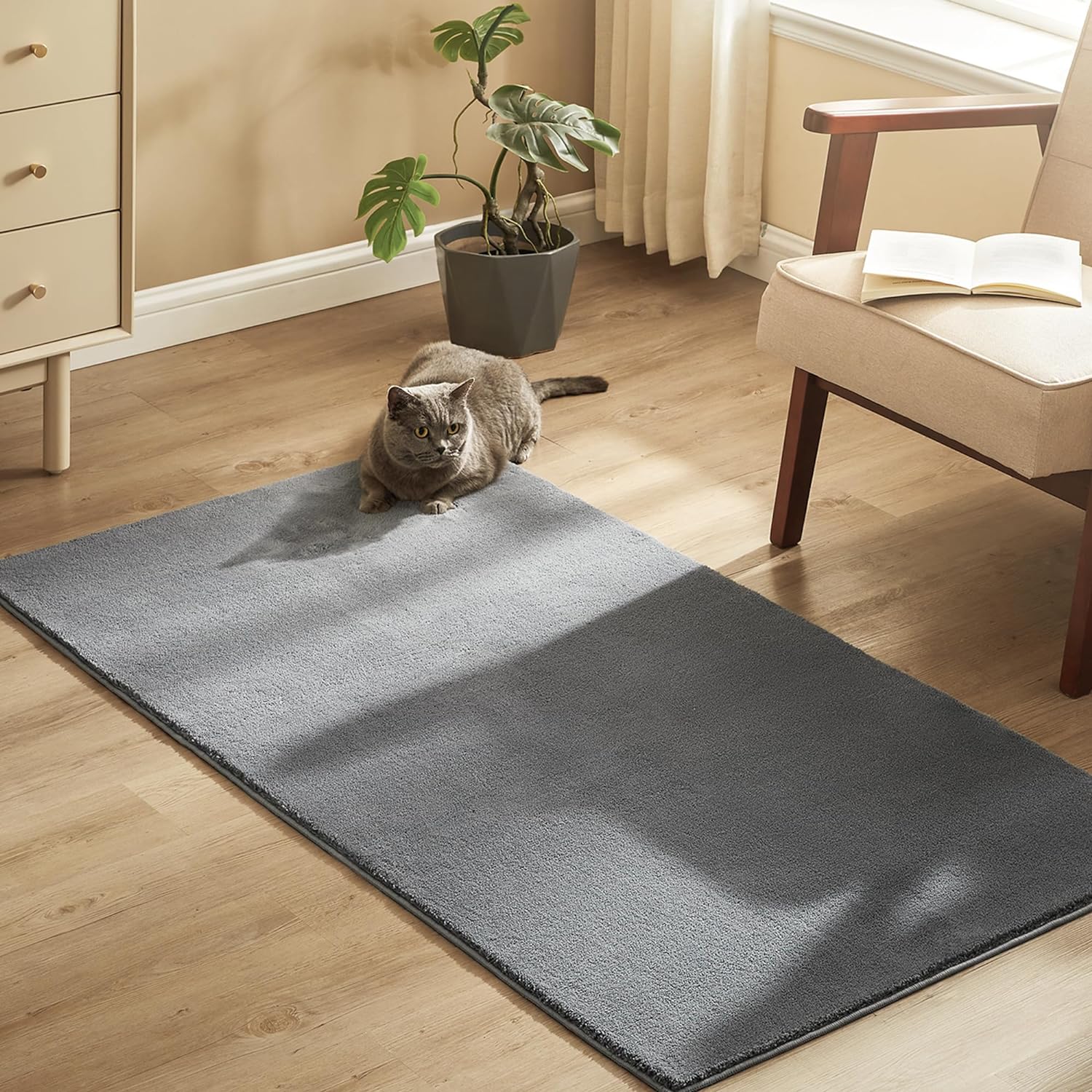 Protuklizni tepih 80 x 150 cm, mekan i moderan tepih za svaku prostoriju, sivi | SONGMICS-vitahome.hr