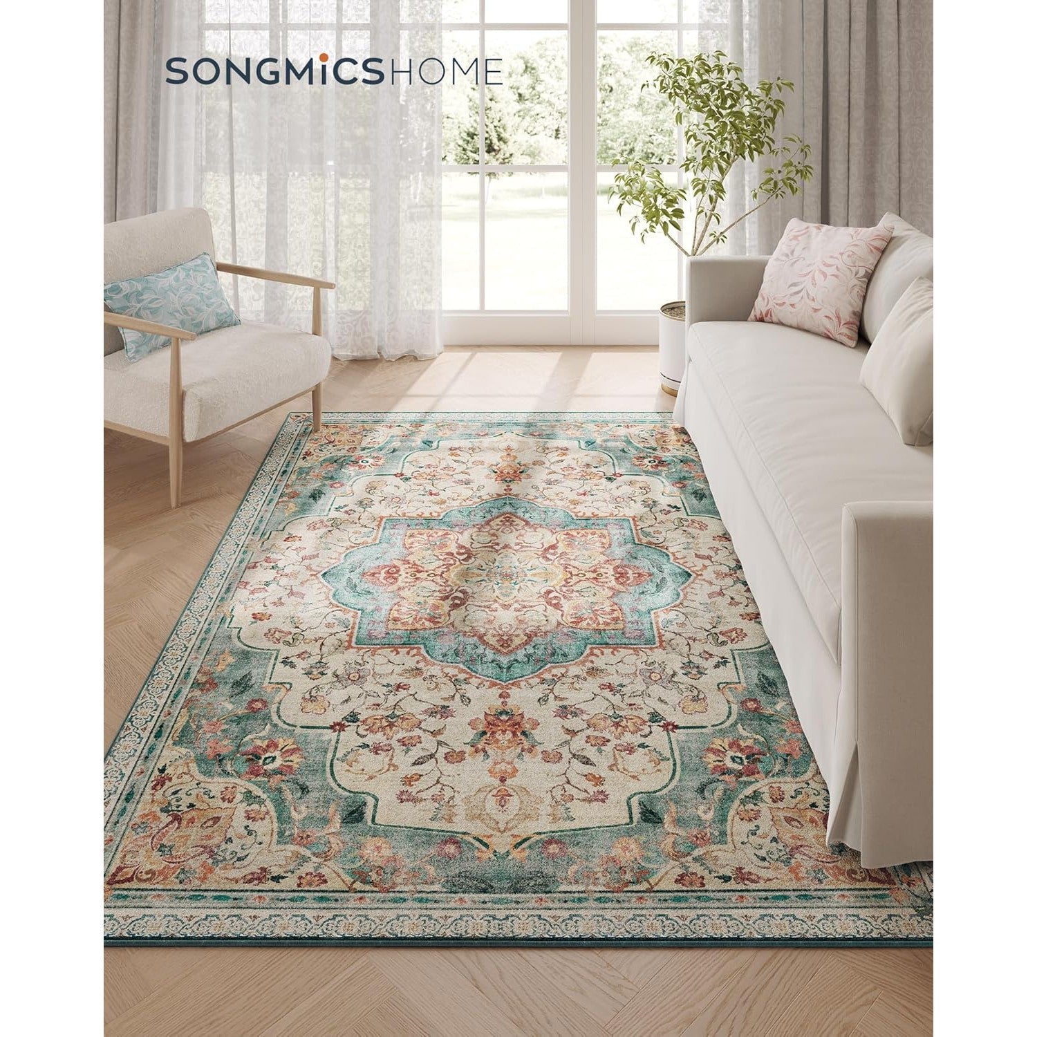 Protuklizni tepih, periv u perilici, 153 x 214 cm, akvamarin boje | SONGMICS-vitahome.hr