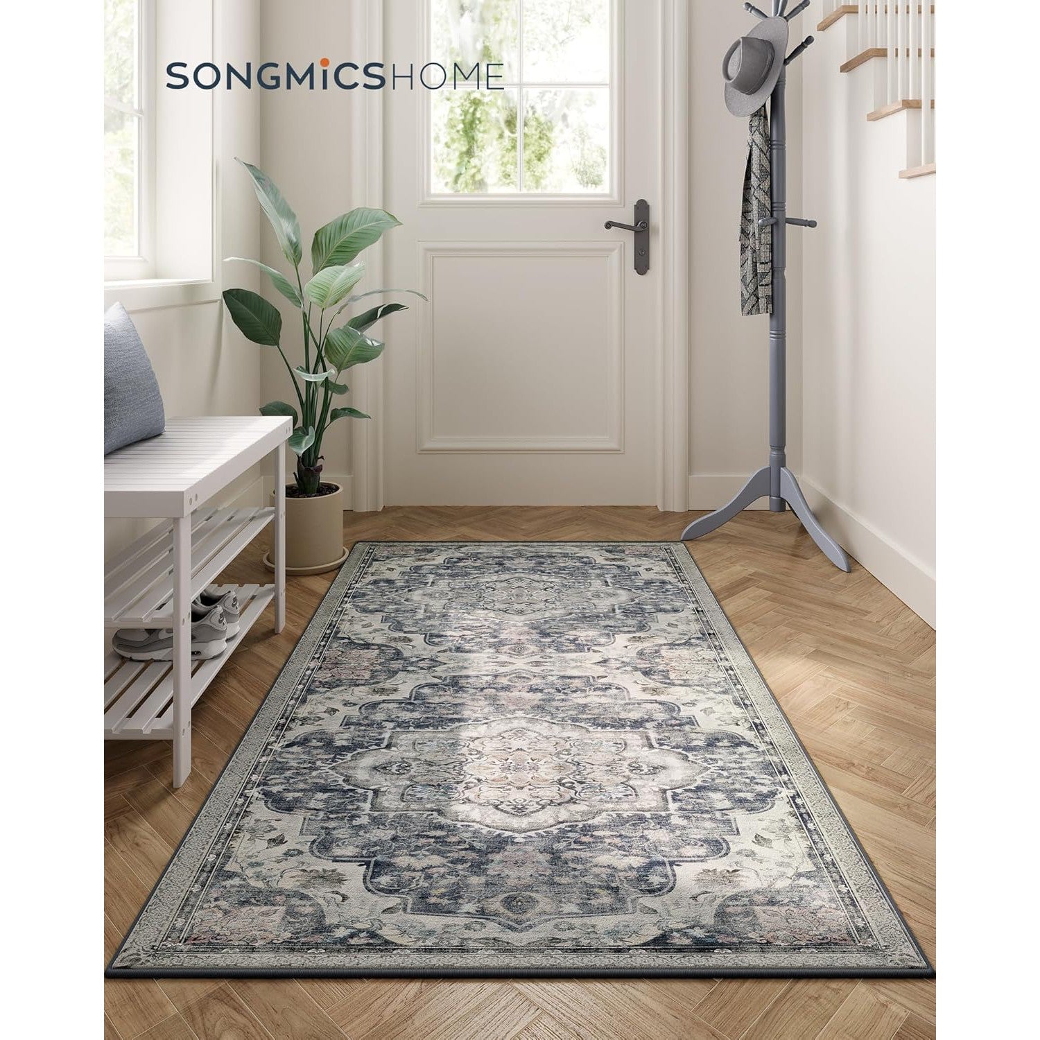 Protuklizni tepih periv u perilici, 80 x 150 cm, vintage stil, sive boje | SONGMICS-vitahome.hr