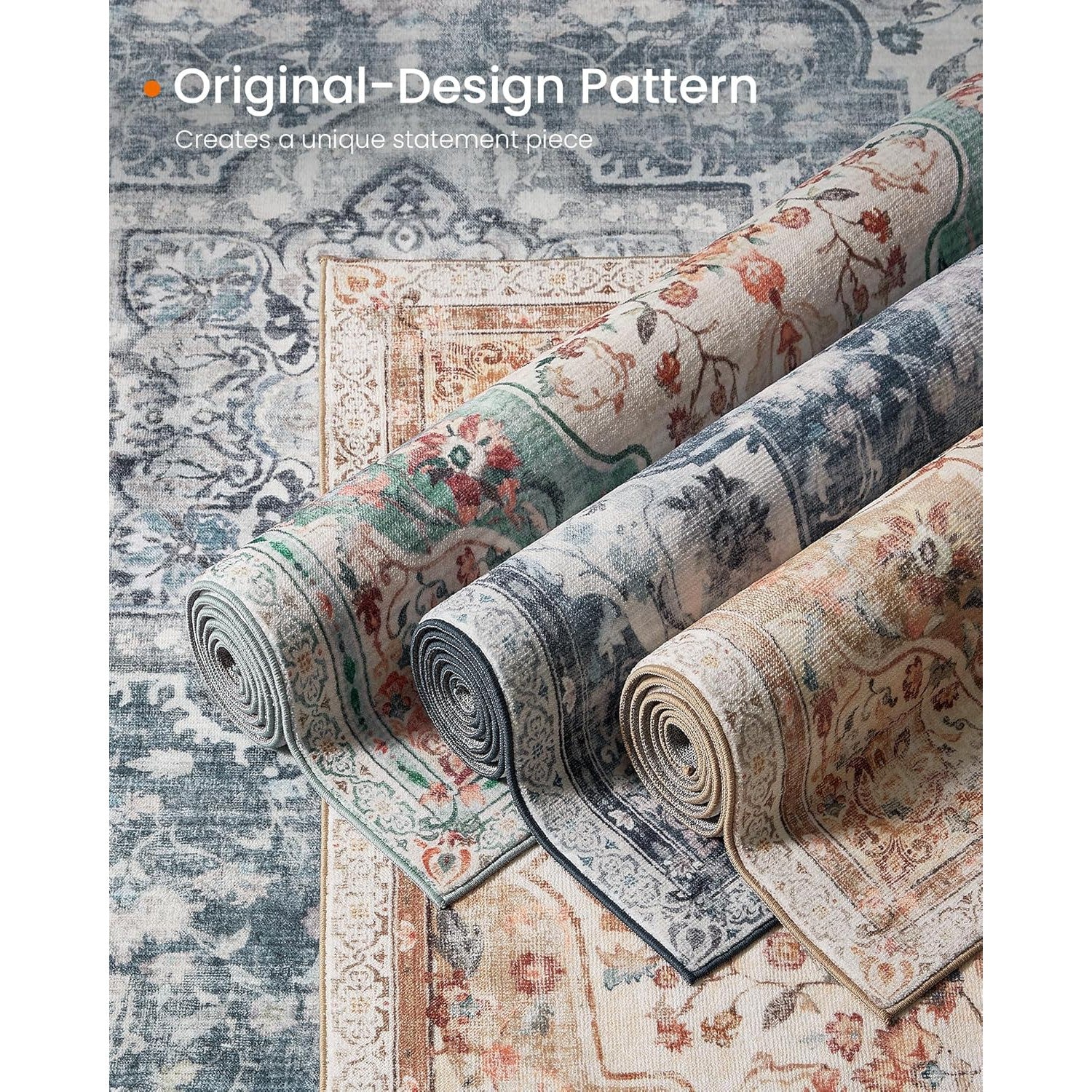 Protuklizni tepih periv u perilici, 80 x 150 cm, vintage stil, sive boje | SONGMICS-vitahome.hr