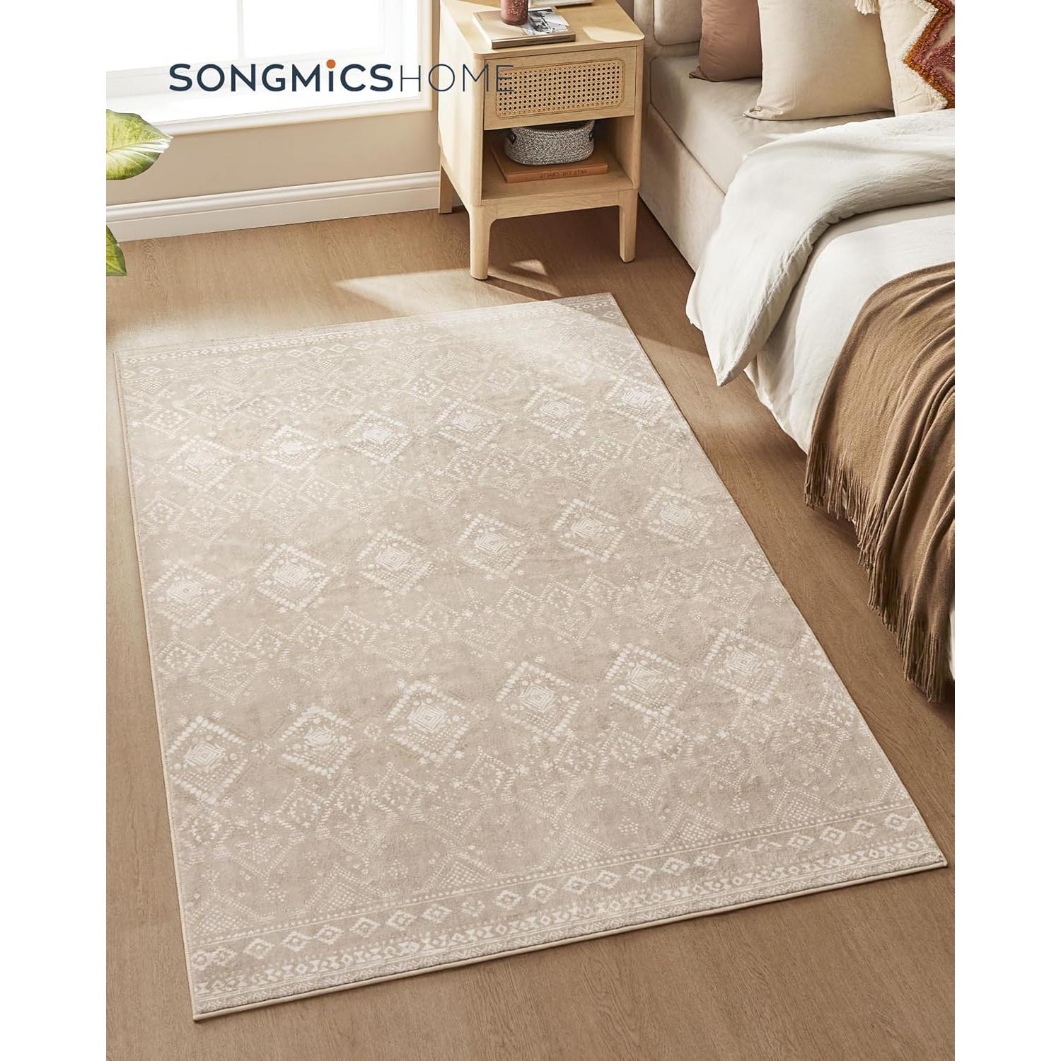 Protuklizni tepih, periv u stroju, boho stil, 120 x 170 cm, cappuccino bež | SONGMICS-vitahome.hr