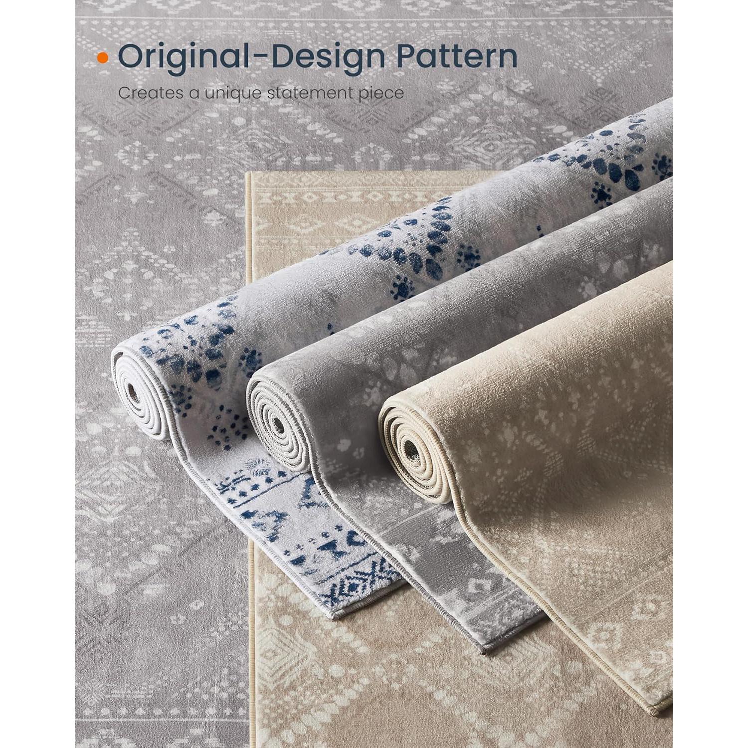 Protuklizni tepih, periv u stroju, boho stil, 120 x 170 cm, cappuccino bež | SONGMICS-vitahome.hr