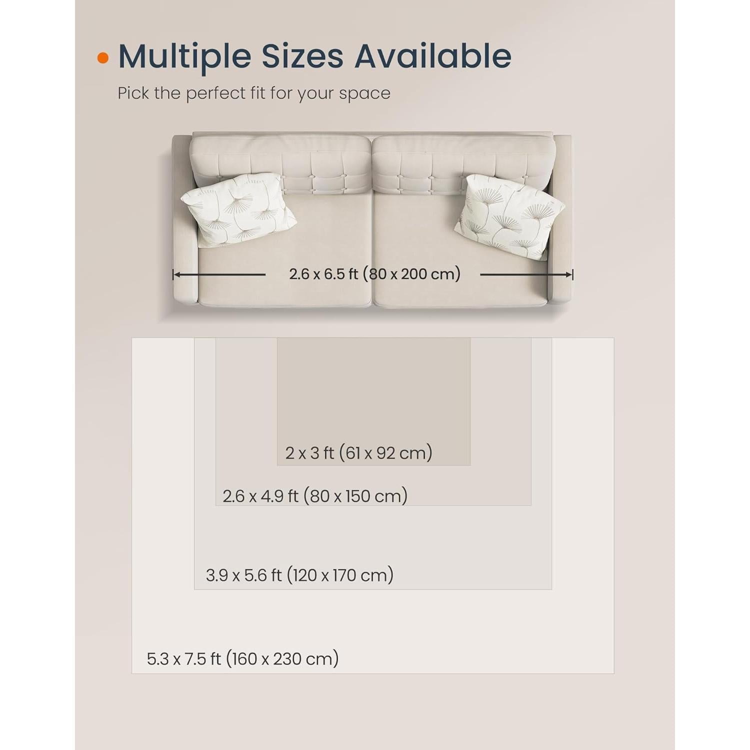 Protuklizni tepih, periv u stroju, boho stil, 120 x 170 cm, cappuccino bež | SONGMICS-vitahome.hr