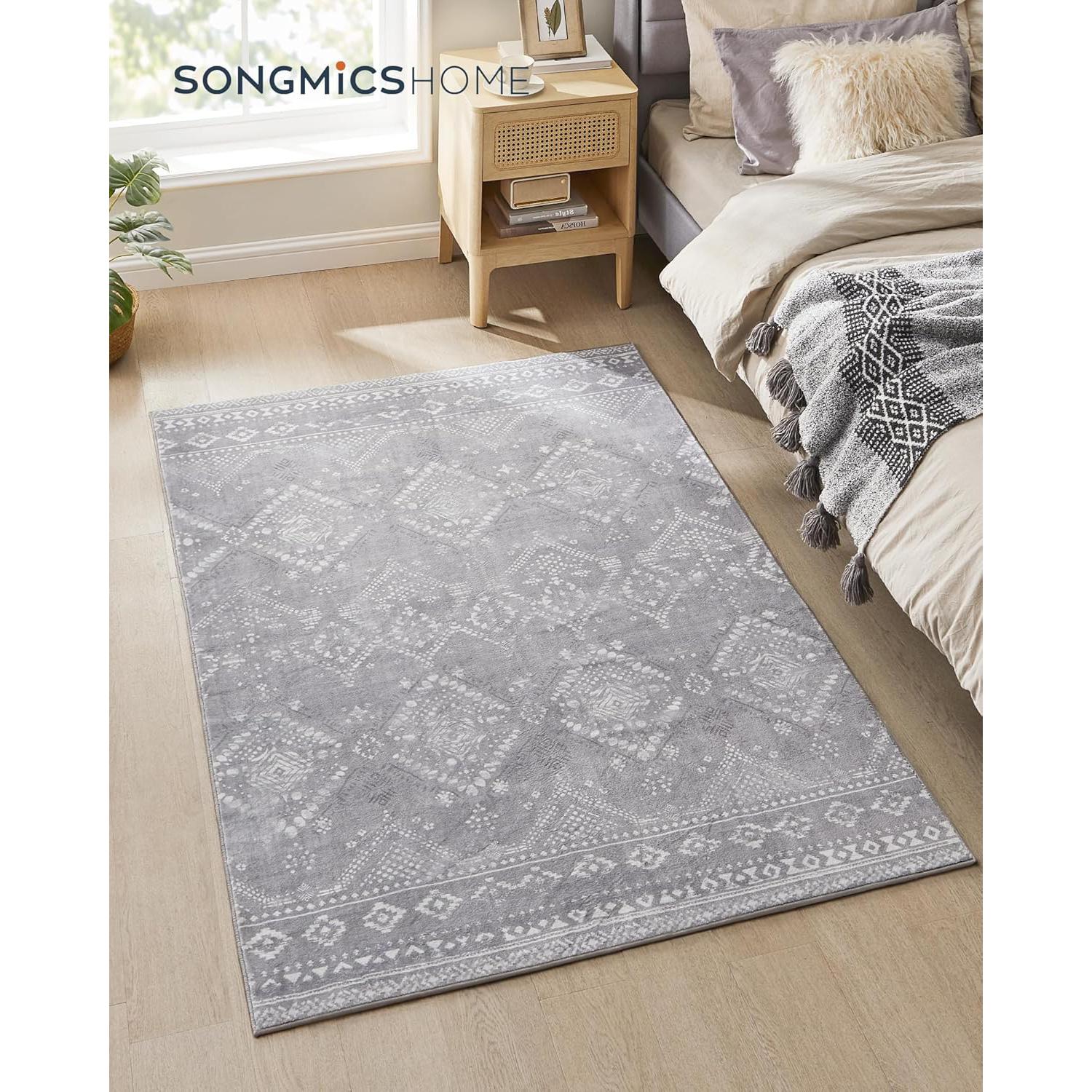 Protuklizni tepih, periv u stroju, boho stil, 120 x 170 cm, svijetlo sive boje | SONGMICS-vitahome.hr