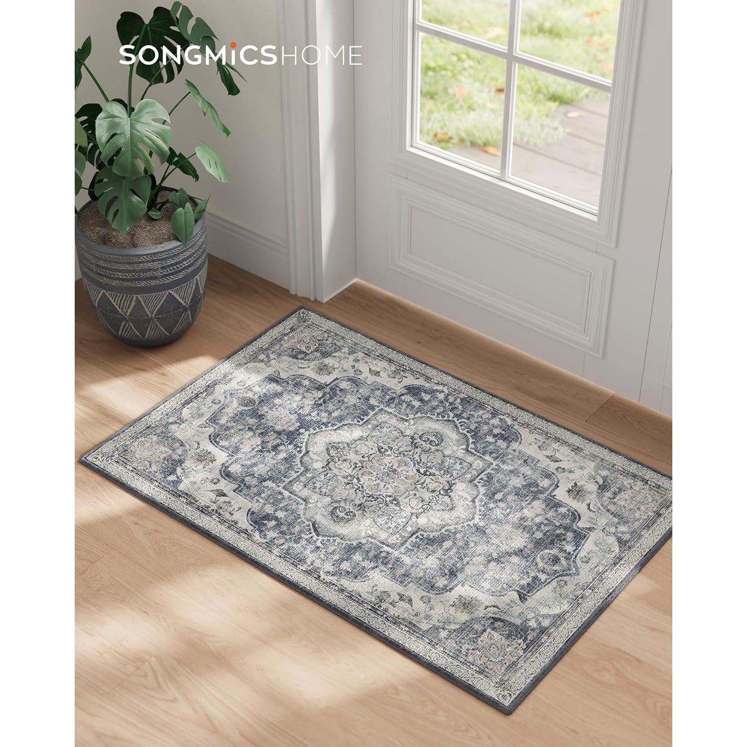 Protuklizni tepih rustikalnog stila, periv u storju, 61 x 92 cm, sivi | SONGMICS-vitahome.hr