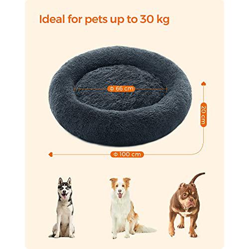 Puha kutyaágy, fekhely mosható párnázással, 100 cm, sötétszürke-FEANDREA-Vita Home