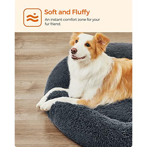Puha kutyaágy, fekhely mosható párnázással, 100 cm, sötétszürke-FEANDREA-Vita Home