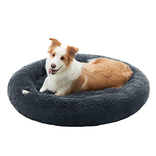 Puha kutyaágy, fekhely mosható párnázással, 100 cm, sötétszürke-FEANDREA-Vita Home