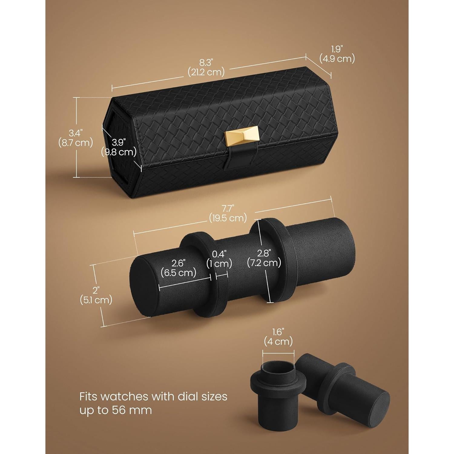 Putna kutija za 3 sata s skrivenim pretincem, 9,8 x 21,2 x 8,7 cm, crna | SONGMICS-vitahome.hr