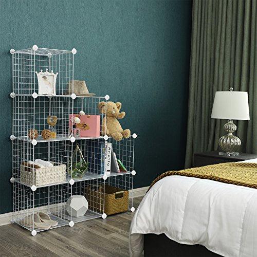 Rácsos polc 9 rekesszel, álló polcrendszer, fehér-SONGMICS-Vita Home