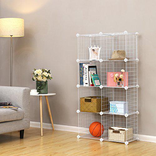 Rácsos polc 9 rekesszel, álló polcrendszer, fehér-SONGMICS-Vita Home