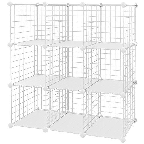 Rácsos polc 9 rekesszel, álló polcrendszer, fehér-SONGMICS-Vita Home