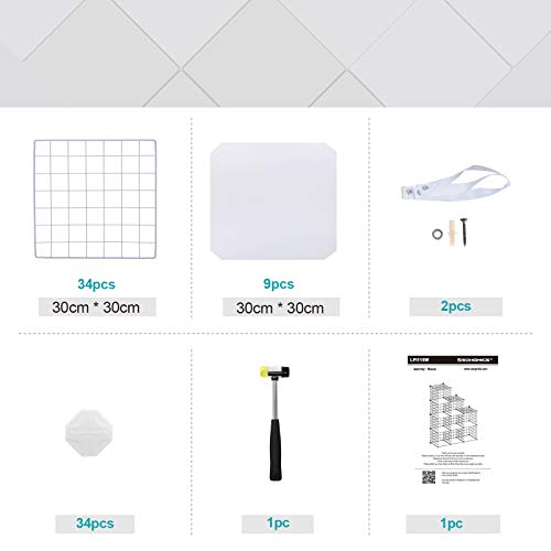 Rácsos polc 9 rekesszel, álló polcrendszer, fehér-SONGMICS-Vita Home