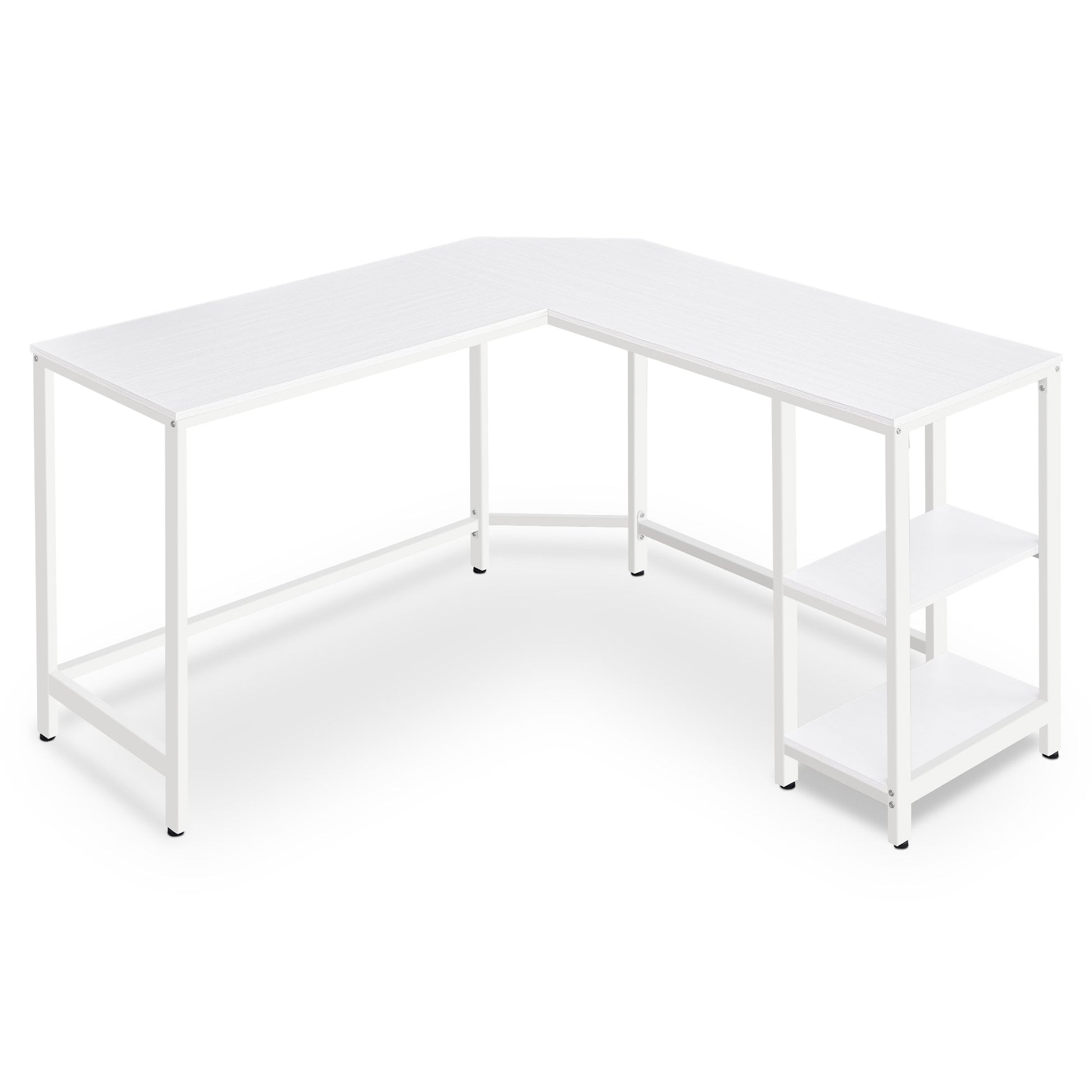 Računalni stol, kutni stol u obliku slova L, 138 x 138 x 76 cm, bijeli | VASAGLE-vitahome.hr