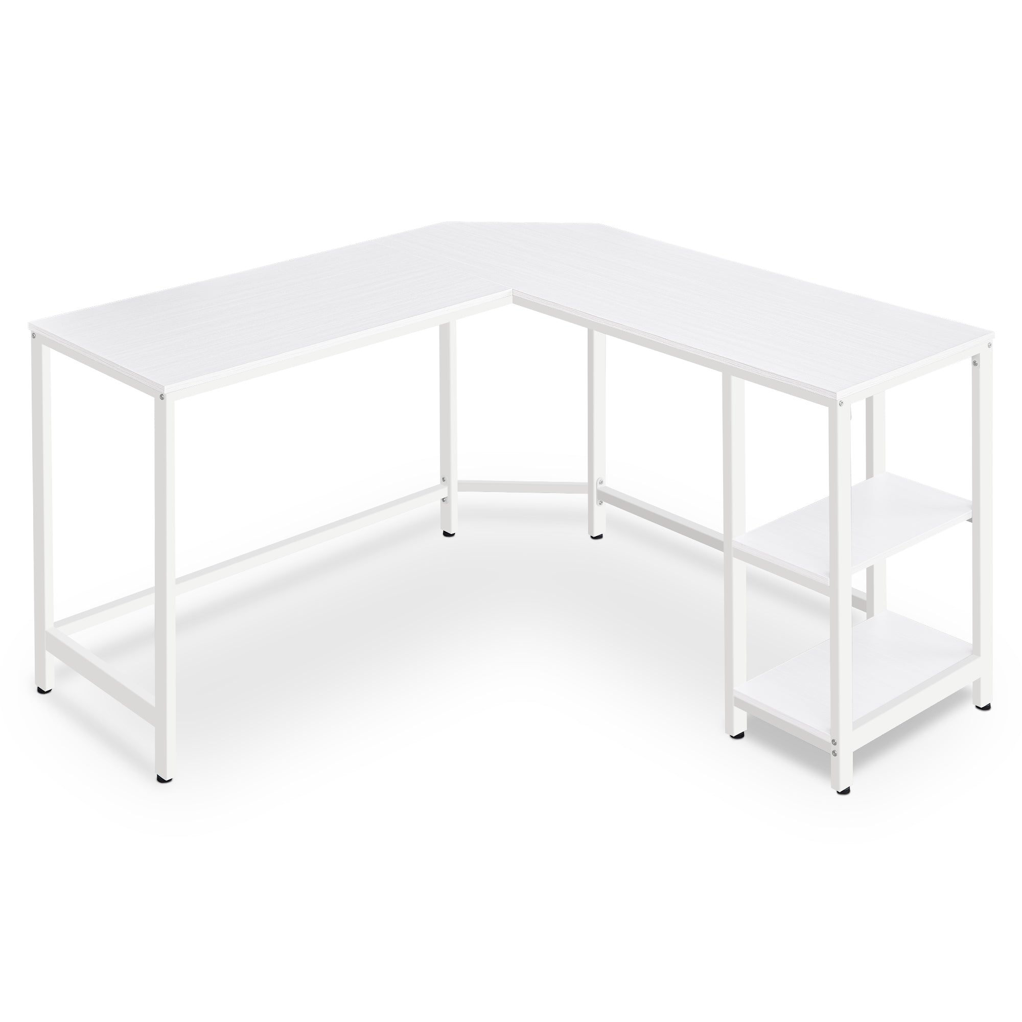 Računalni stol, kutni stol u obliku slova L, 138 x 138 x 76 cm, bijeli | VASAGLE-vitahome.hr