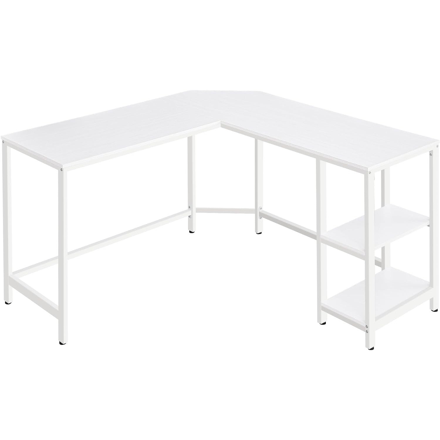 Računalni stol, kutni stol u obliku slova L, 138 x 138 x 76 cm, bijeli | VASAGLE-vitahome.hr