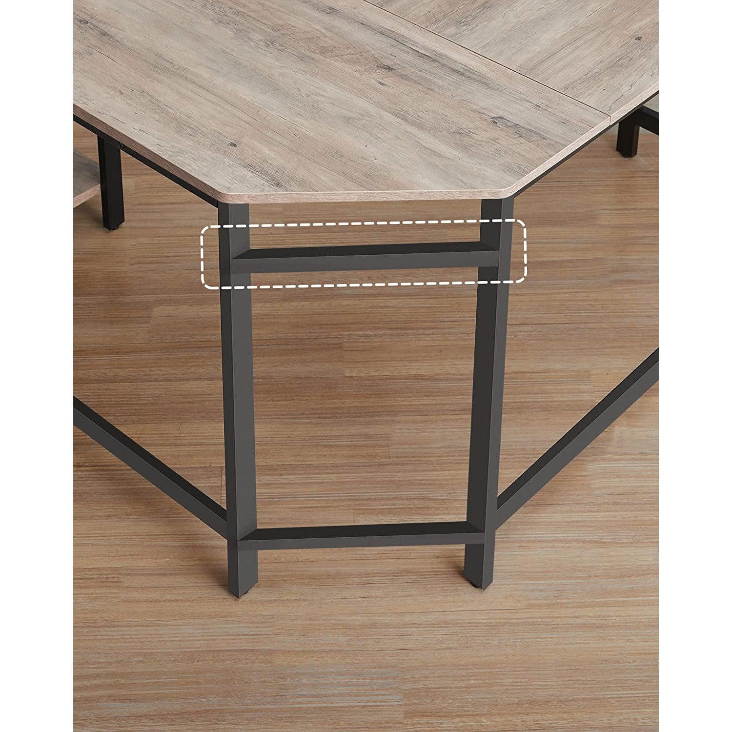 računalni stol, kutni stol u obliku slova L, radni stol, siva, 138 x 138 x 75 cm | Vasagle-vitahome.hr