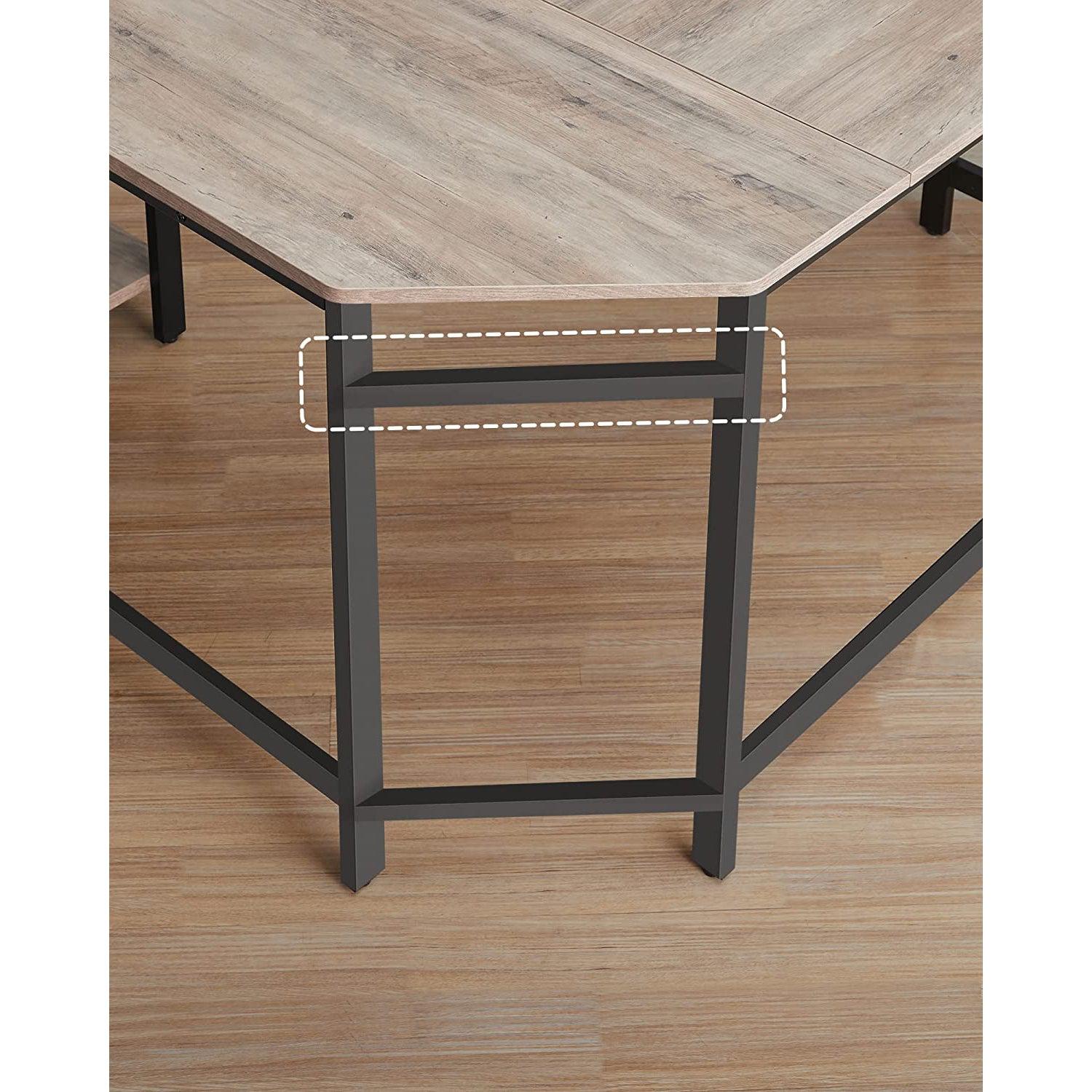 računalni stol, kutni stol u obliku slova L, radni stol, siva, 138 x 138 x 75 cm | Vasagle-vitahome.hr
