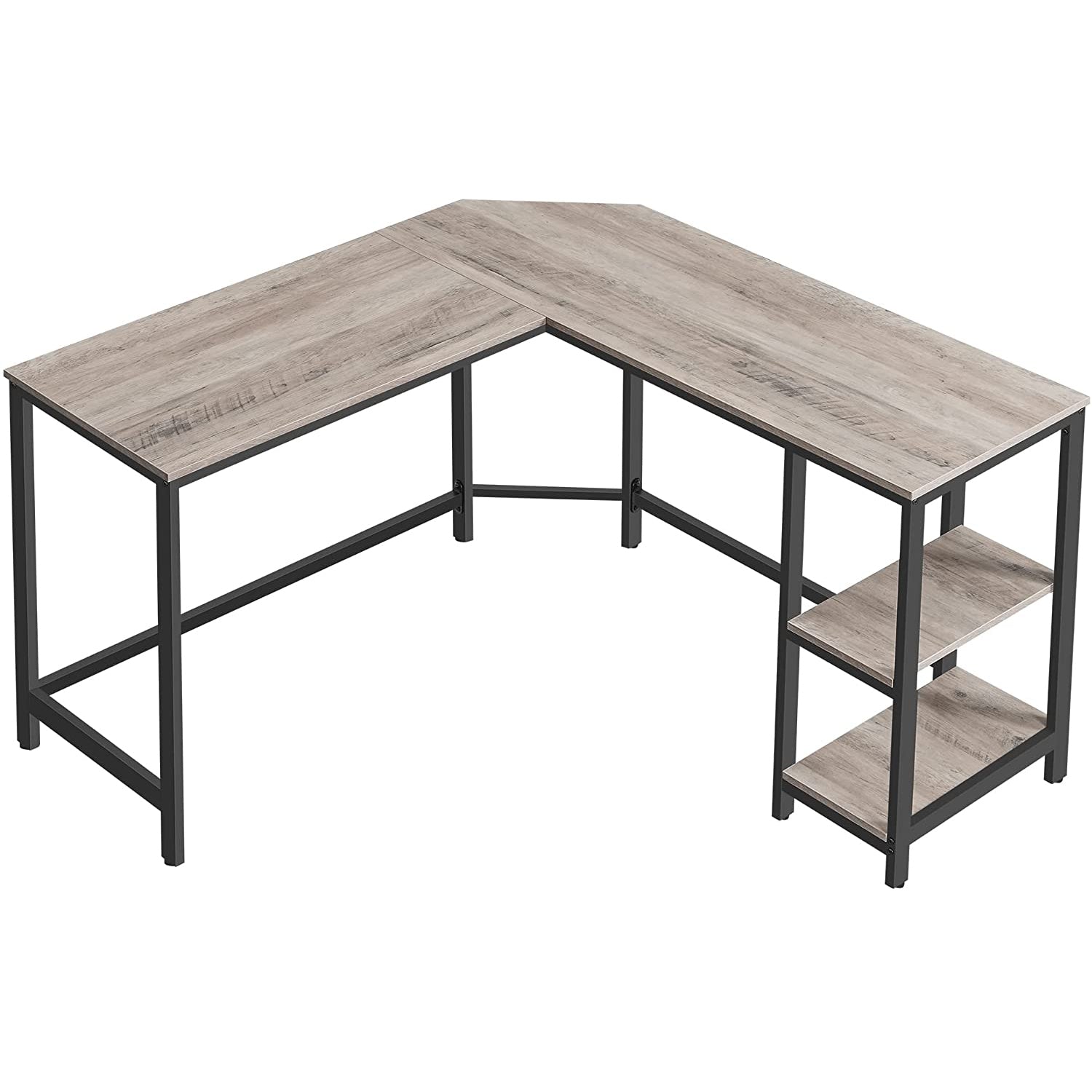 računalni stol, kutni stol u obliku slova L, radni stol, siva, 138 x 138 x 75 cm | Vasagle-vitahome.hr