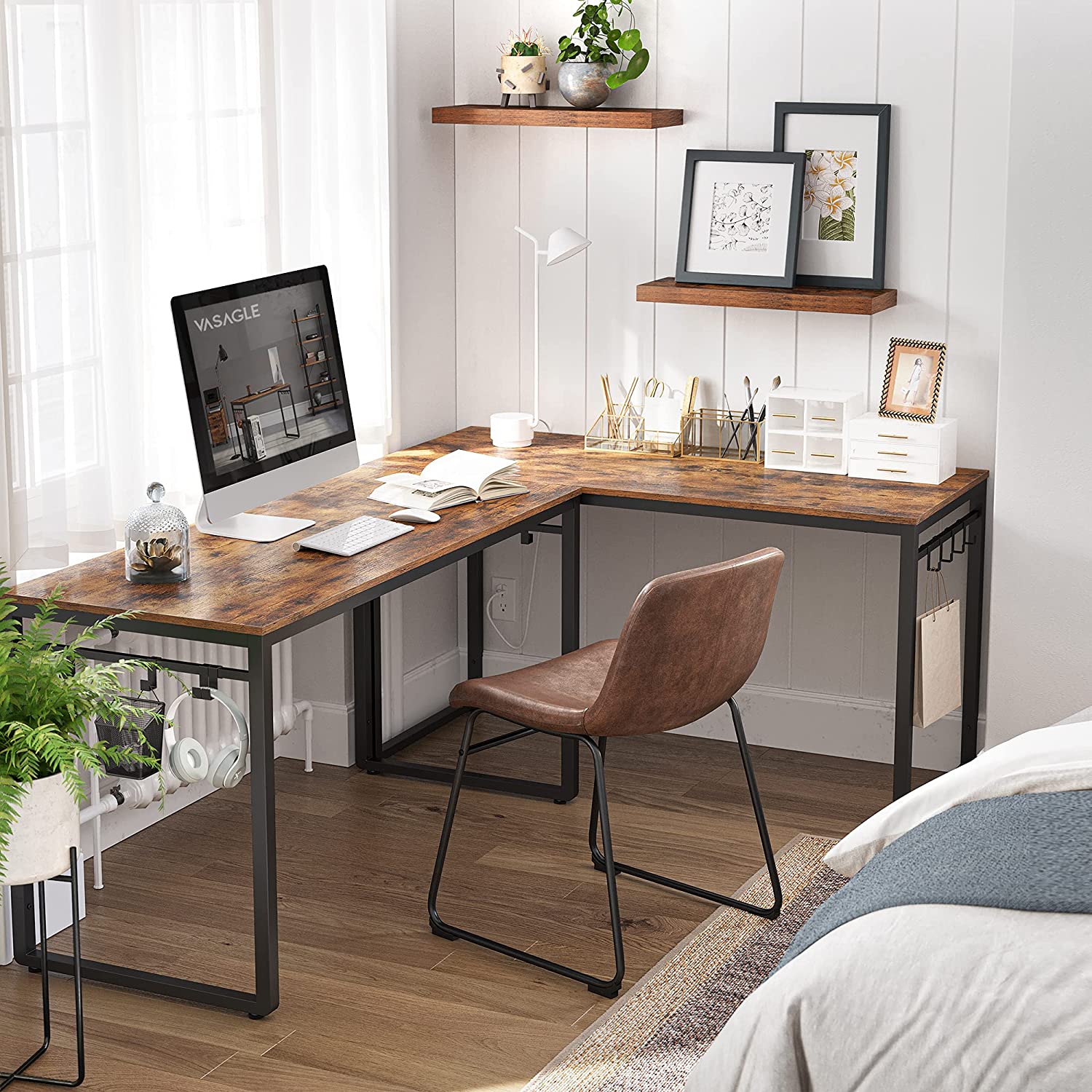Računalni stol, radni stol, s 8 kuka, 140 x 60 x 75 cm | Vasagle-vitahome.hr