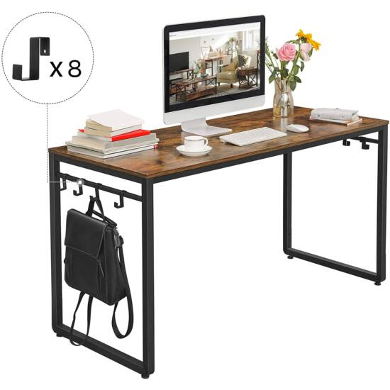Računalni stol, radni stol, s 8 kuka, 140 x 60 x 75 cm | Vasagle-vitahome.hr