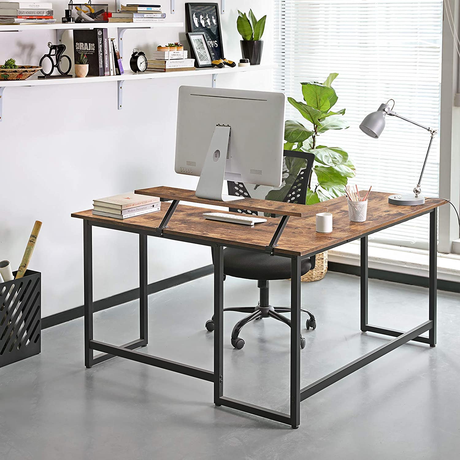 Računalni stol u obliku slova L, kutni stol 140 x 130 x 89 cm | Vasagle-vitahome.hr