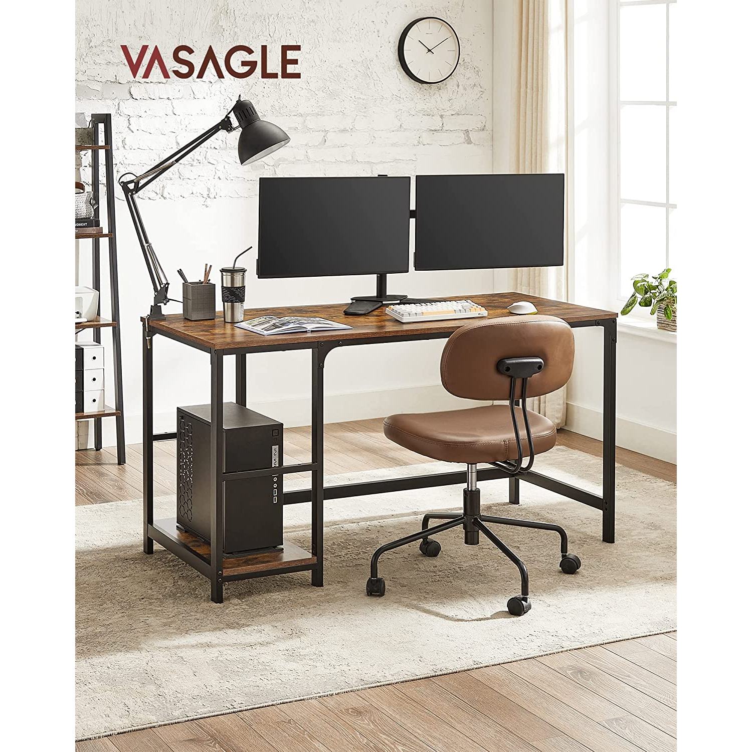 Računalni stol, Uredski stol s 2 police s desne ili lijeve strane 40 x 75 x 60 cm | Vasagle-vitahome.hr