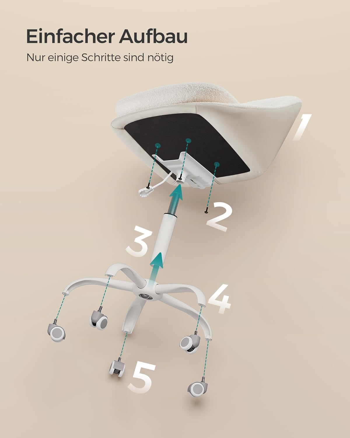 Radna stolica, okretna stolica za šminkanje, cappuccino bež/bijela | SONGMICS-SONGMICS-Vita Home