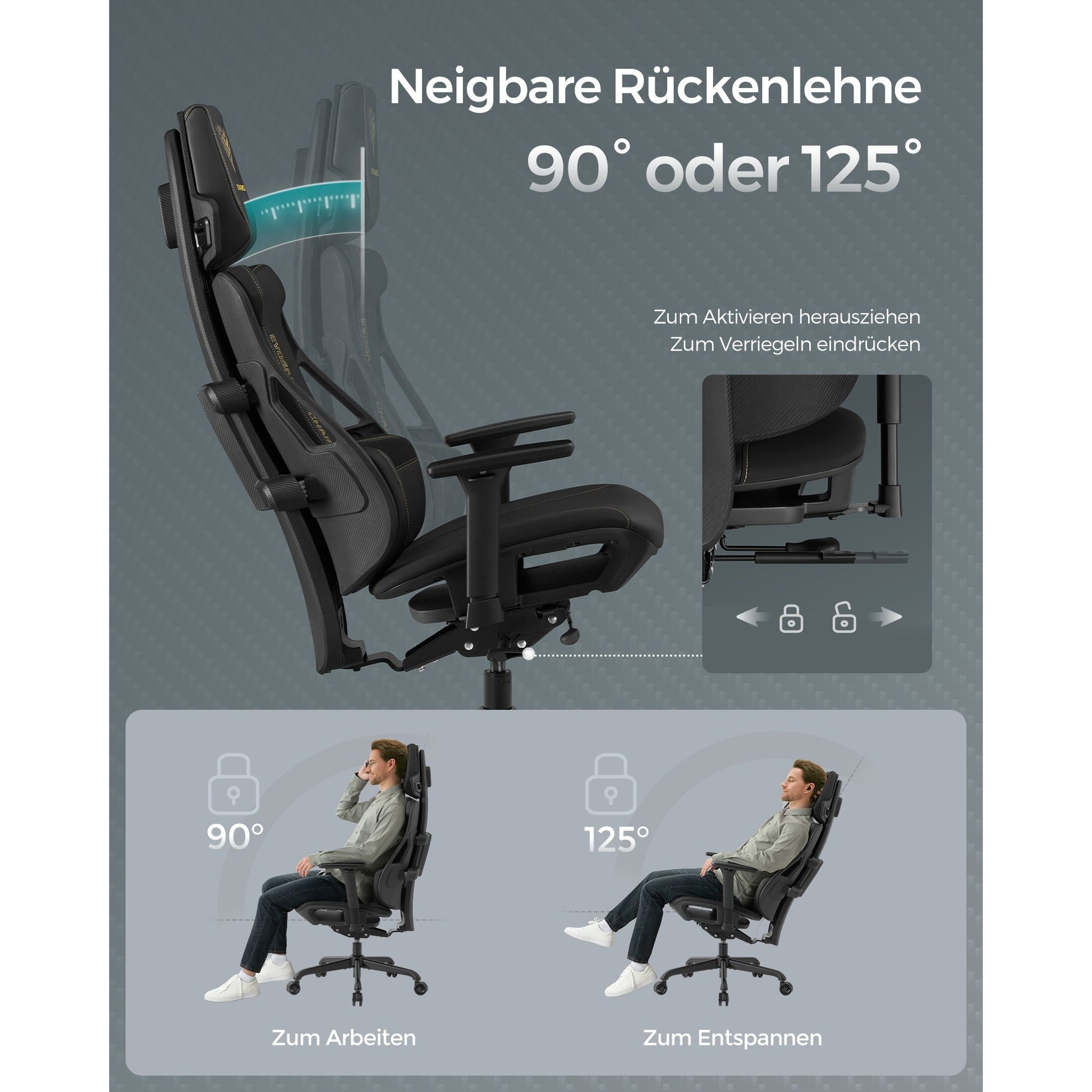 Radna stolica podesive visine s 4 točke potpore, nosivosti 150kg, crna | SONGMICS-vitahome.hr