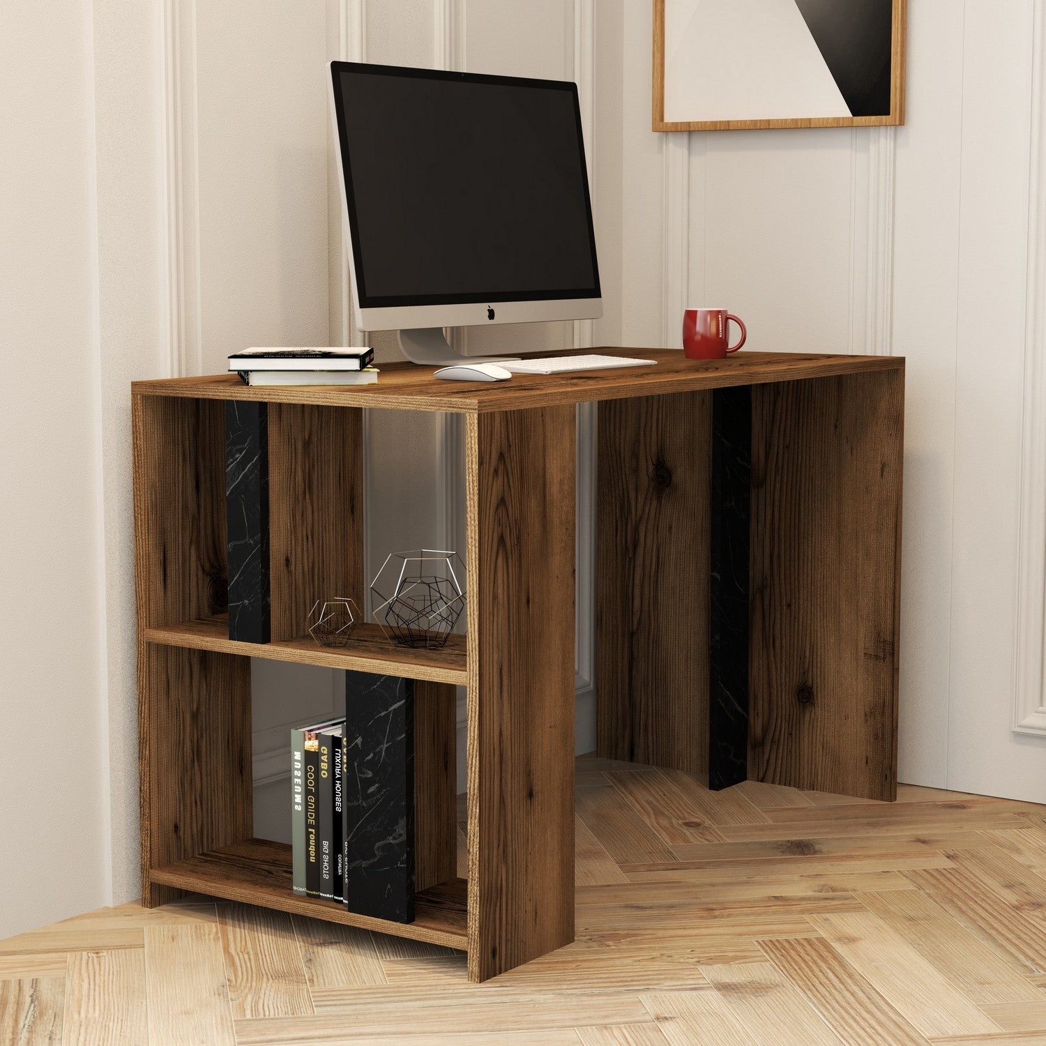 Radni stol Lima - Walnut, Black Marble | AG-vitahome.hr
