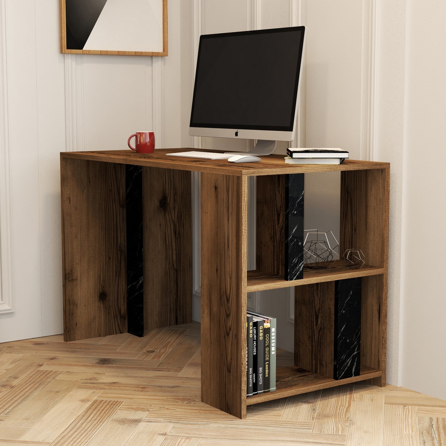 Radni stol Lima - Walnut, Black Marble | AG-vitahome.hr