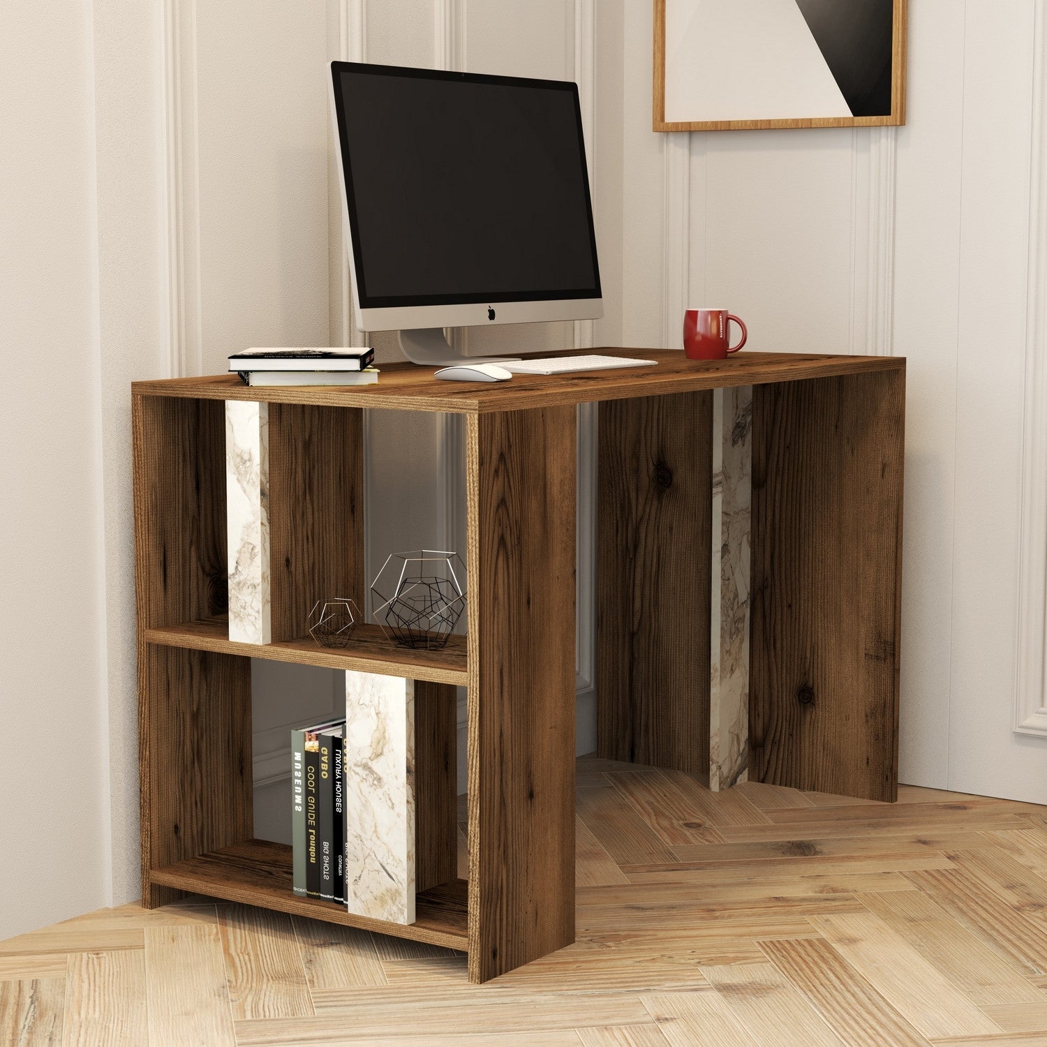 Radni stol Lima - Walnut, White Marble | AG-vitahome.hr